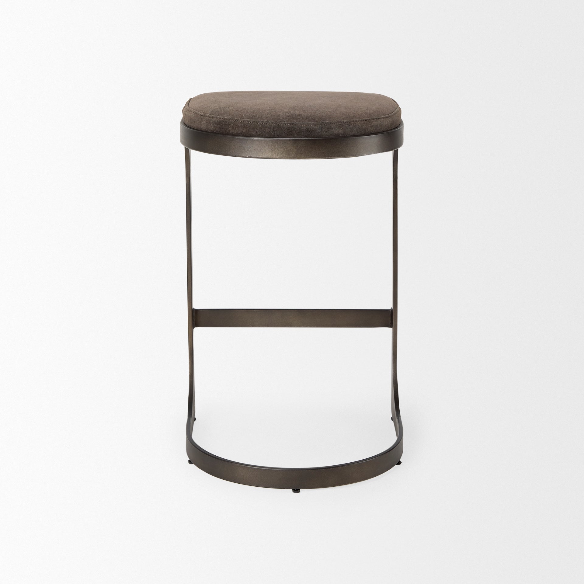 Tyson Bar Counter Stool Brown/Gray Suede | Black Metal | Counter - bar-stools