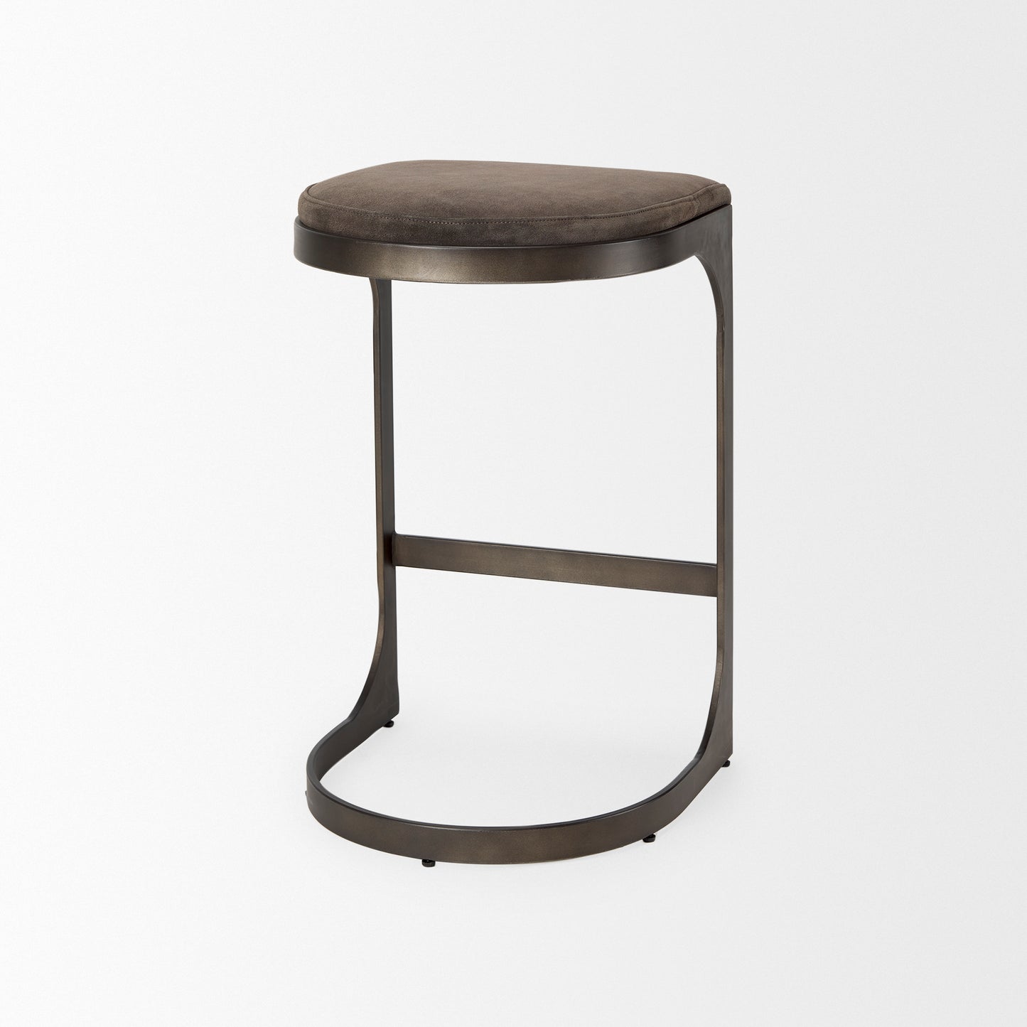 Tyson Bar Counter Stool Brown/Gray Suede | Black Metal | Counter - bar-stools