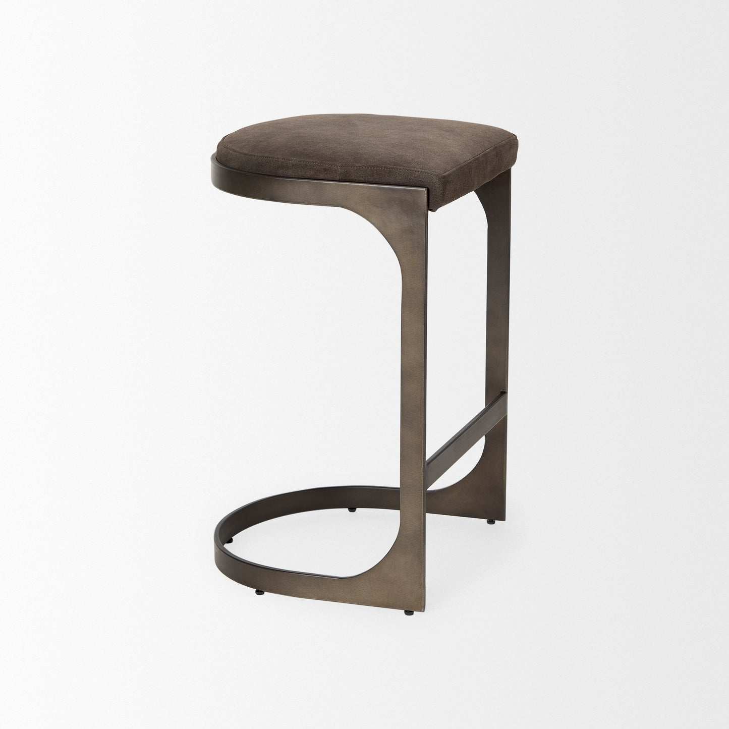 Tyson Bar Counter Stool Brown/Gray Suede | Black Metal | Counter - bar-stools