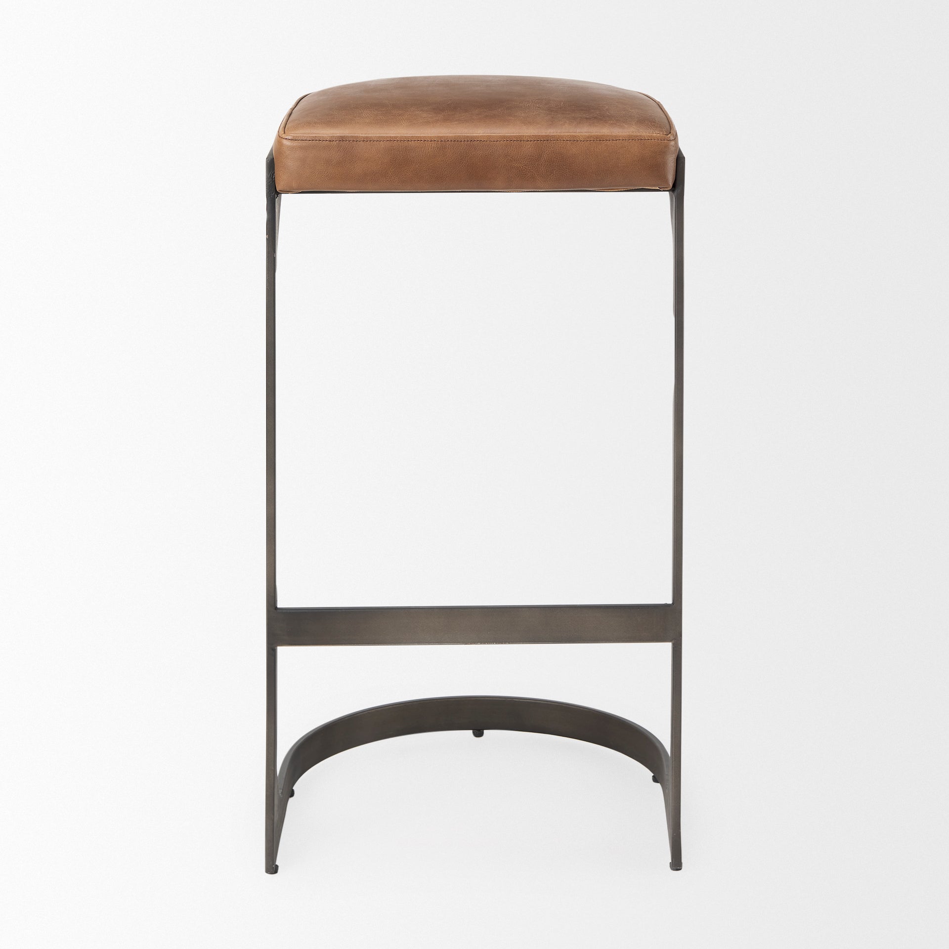 Tyson Bar Counter Stool Brown Leather | Black Metal | Bar - bar-stools