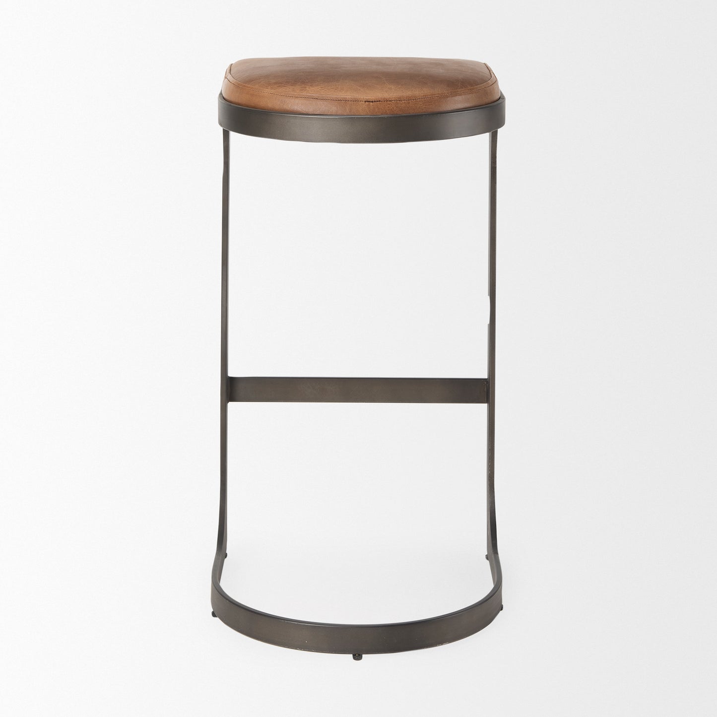 Tyson Bar Counter Stool Brown Leather | Black Metal | Bar - bar-stools