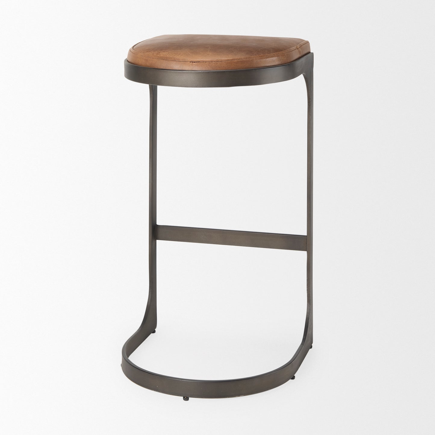 Tyson Bar Counter Stool Brown Leather | Black Metal | Bar - bar-stools