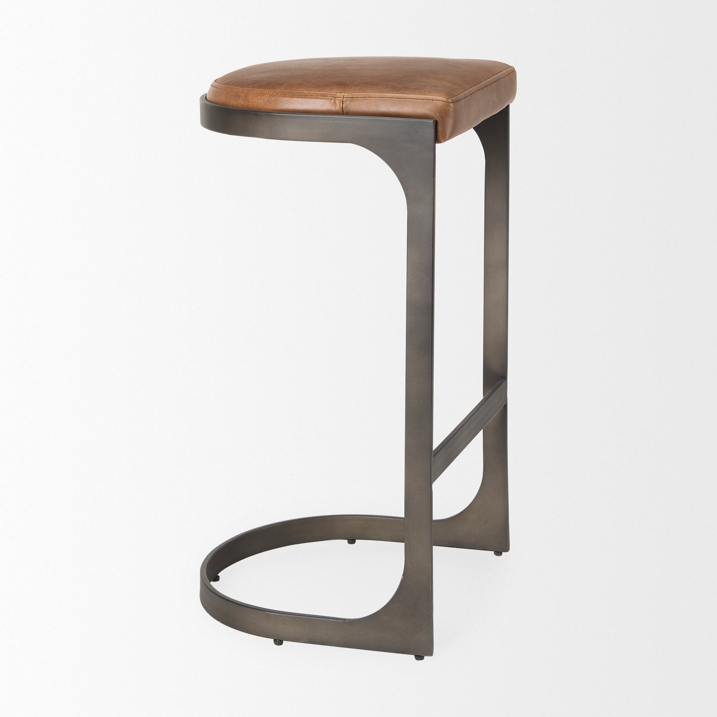 Tyson Bar Counter Stool Brown Leather | Black Metal | Bar - bar-stools