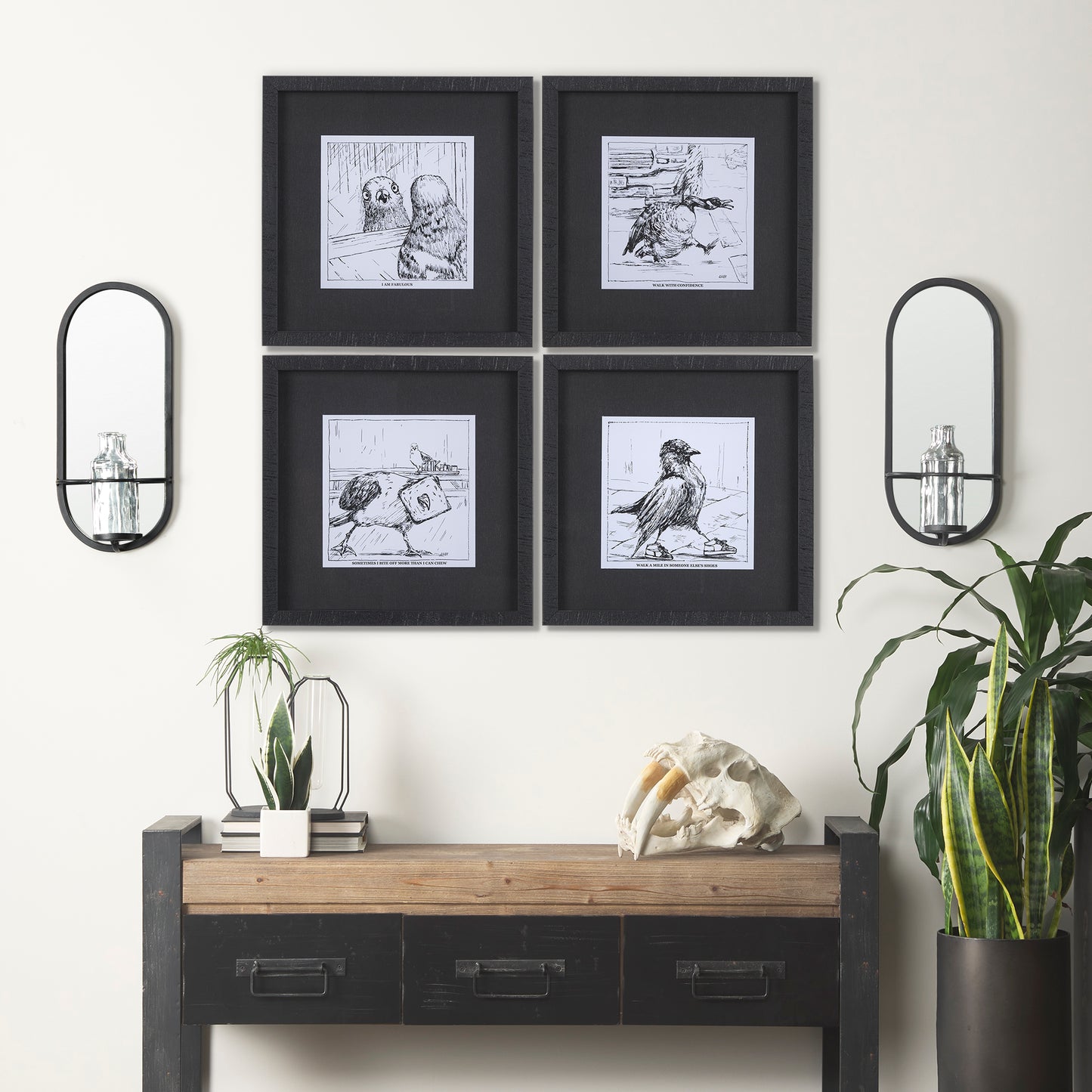 Katherine Wall Mounted Mirror w Glass Bottle for Botanicals or Floral