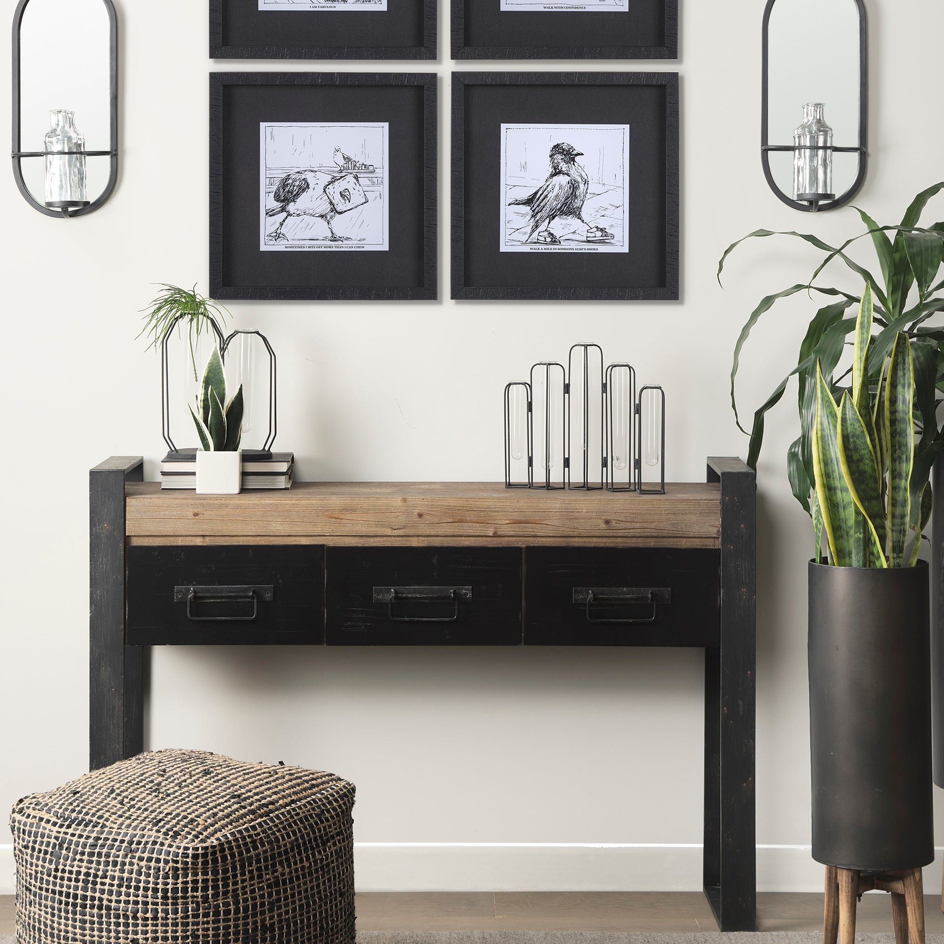 Mila 13.4L x 2.5W x 11.0H Metal and Glass Decorative Accent