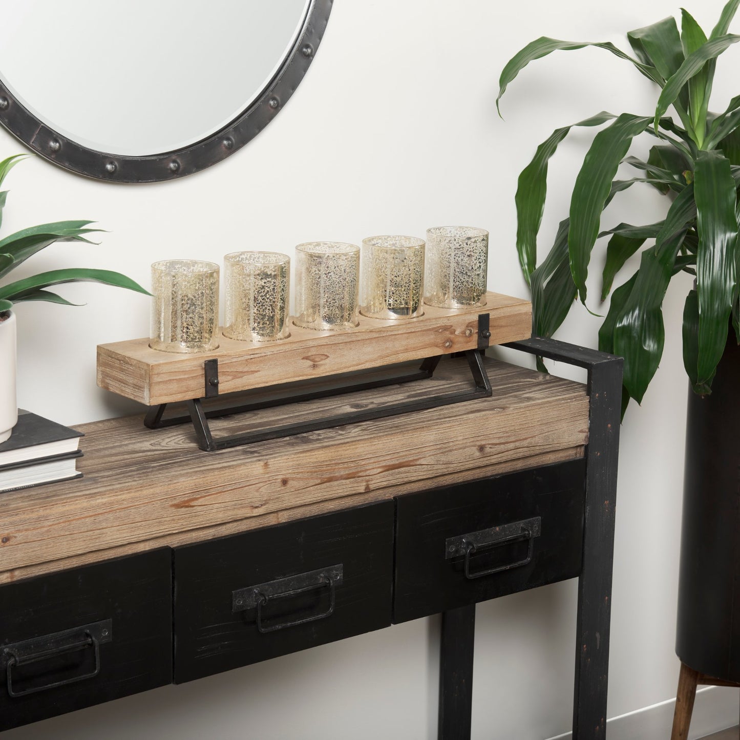 Carga Console Table Brown Wood | Black Metal - console-tables