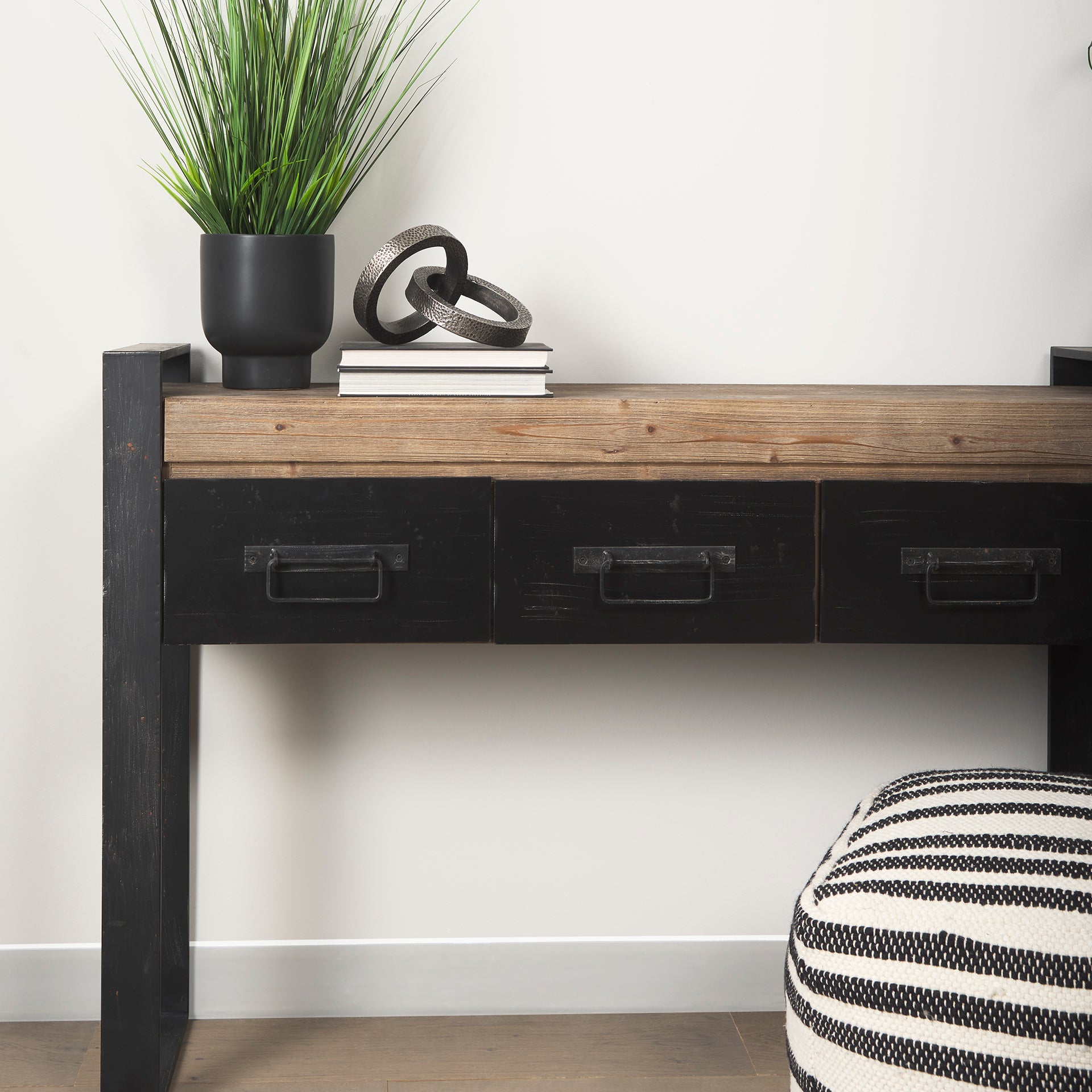 Carga Console Table Brown Wood | Black Metal - console-tables