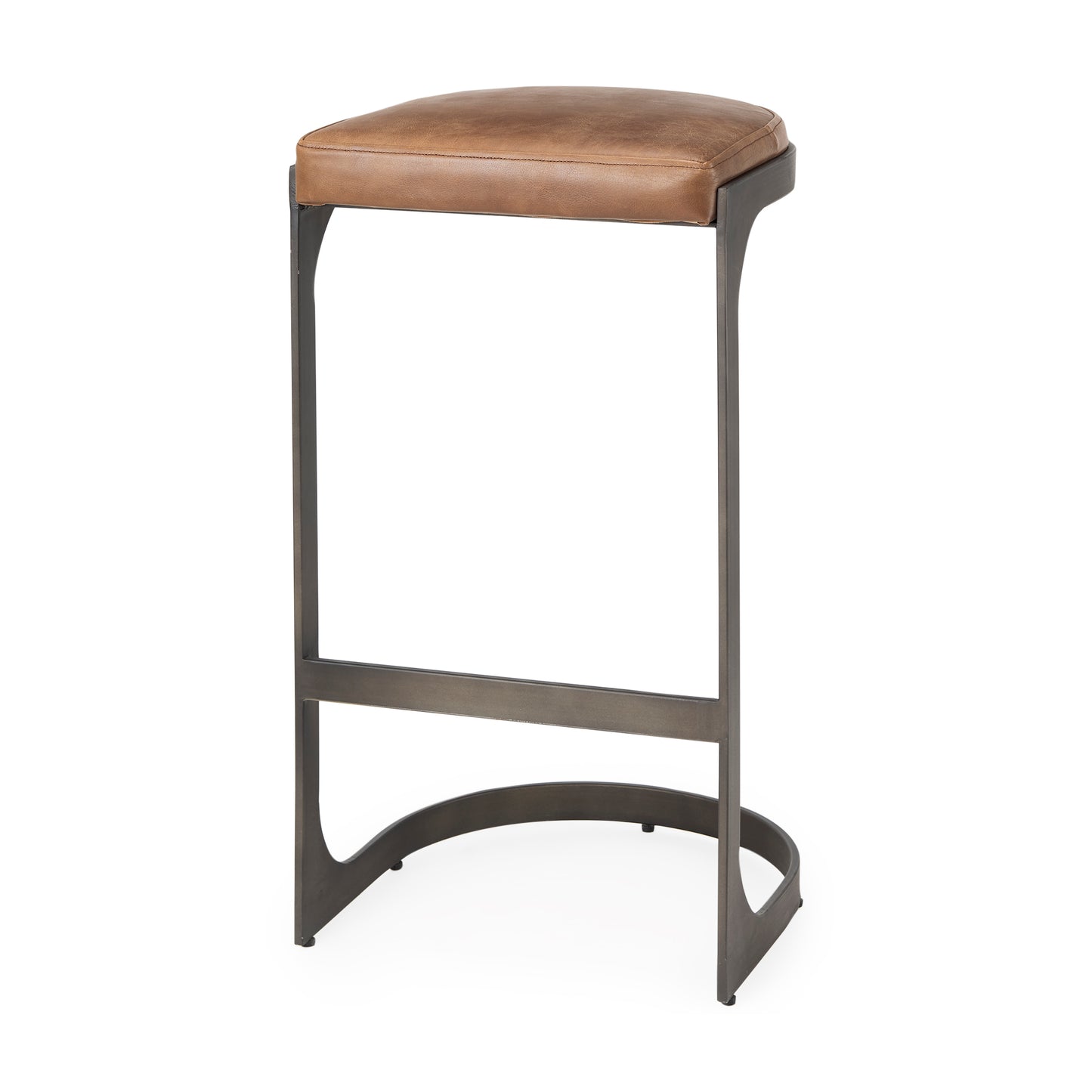 Tyson Bar Counter Stool Brown Leather | Black Metal | Bar - bar-stools