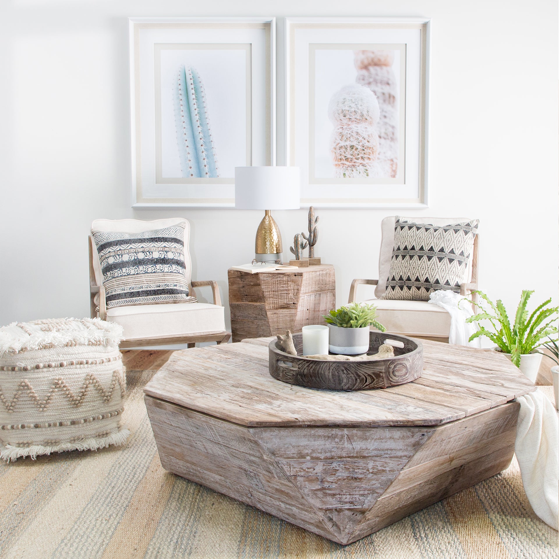 Esagono Coffee Table Reclaimed Wood - coffee-tables