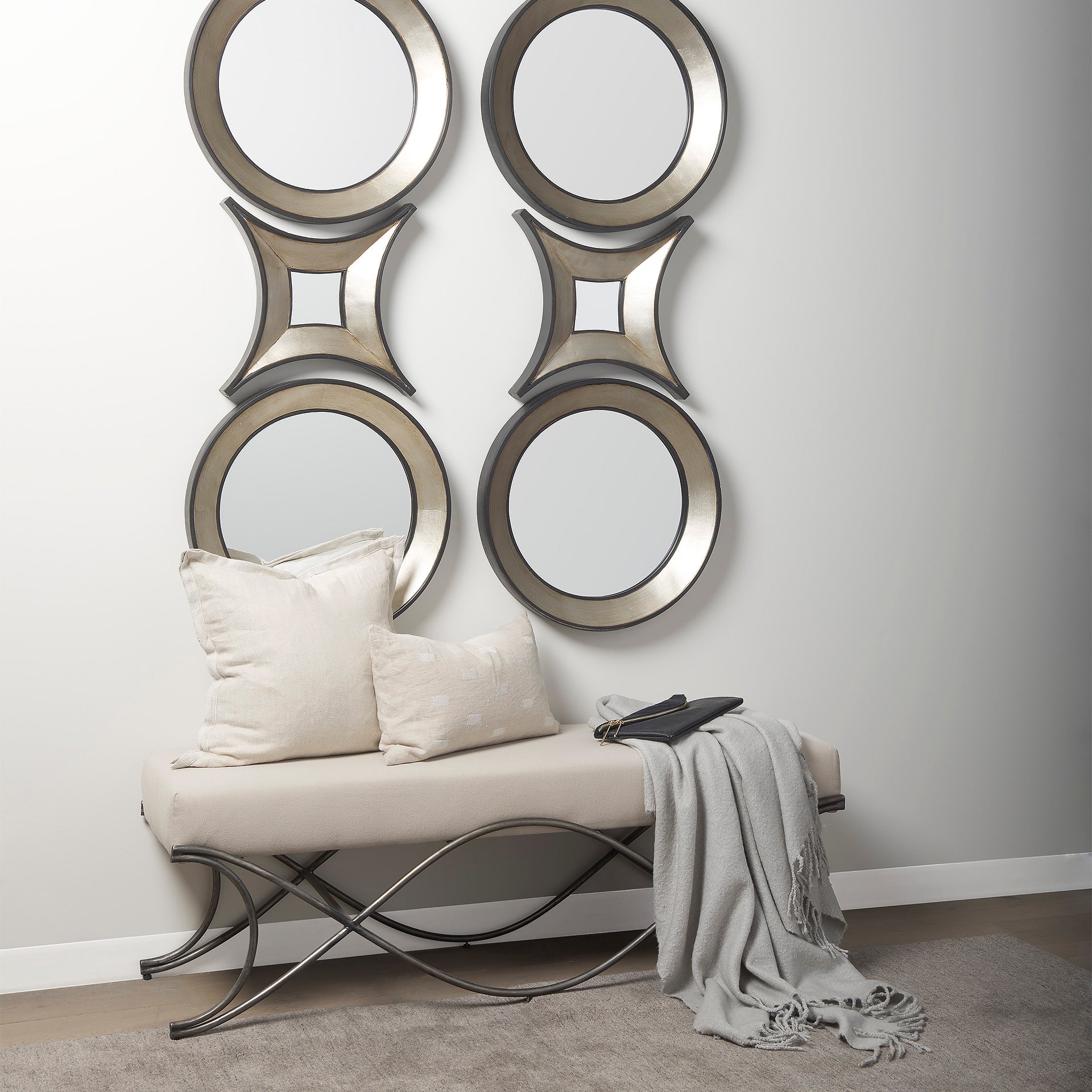 Ovallas Wall Mirror Champagne Wood | Round - wall-mirrors-grouped