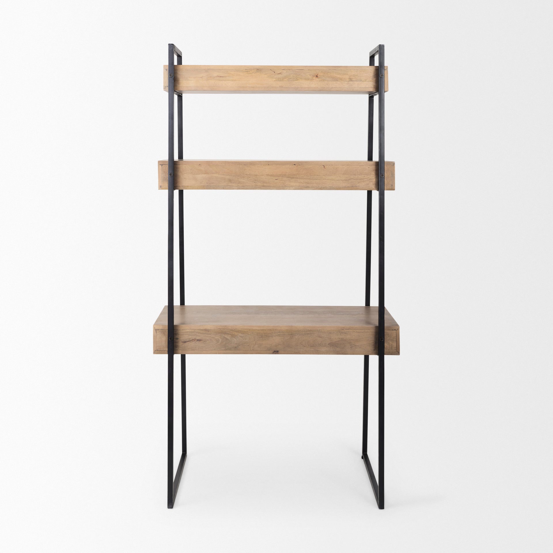 Cordell Office Desk Medium Brown Wood | Black Metal - office
