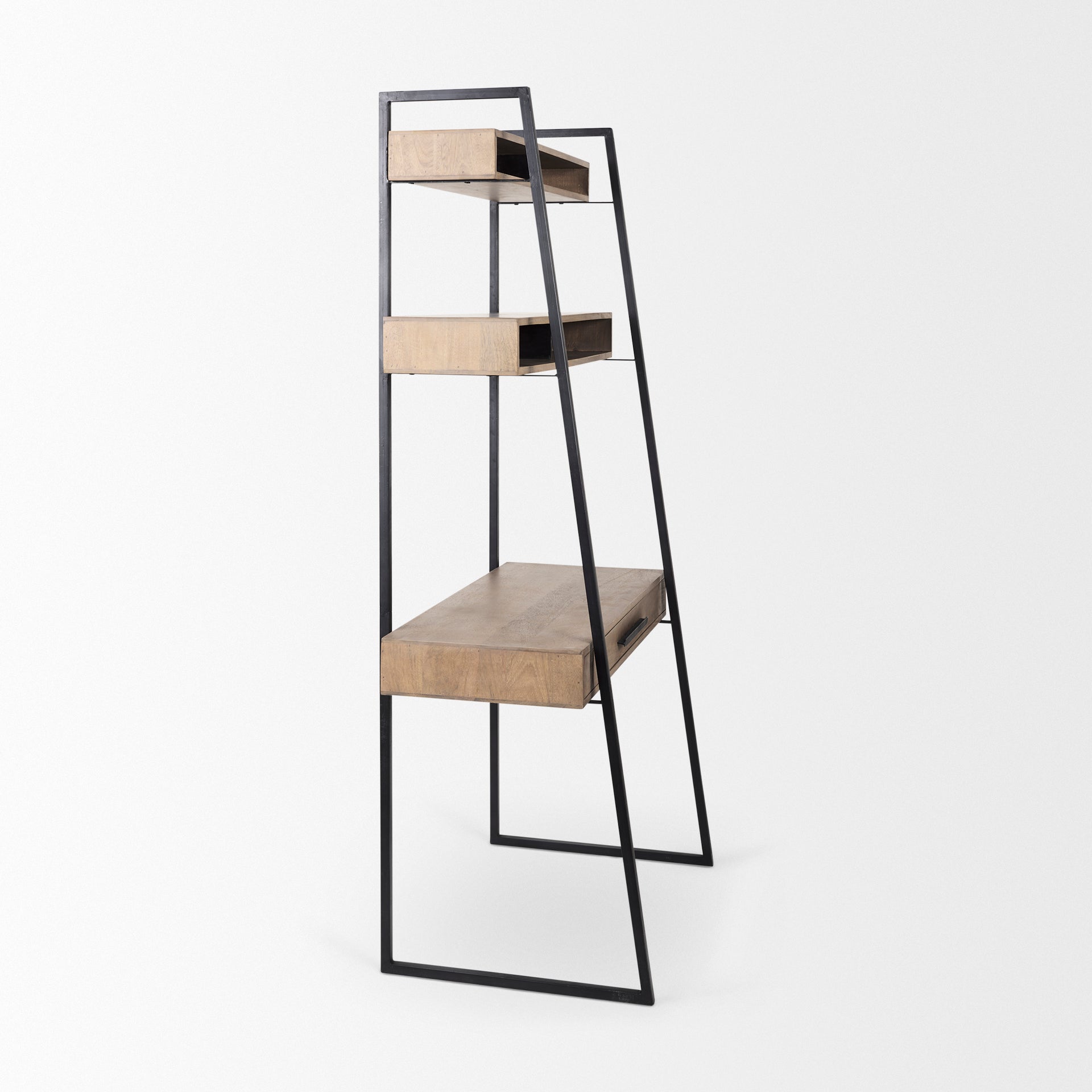 Cordell Office Desk Medium Brown Wood | Black Metal - office