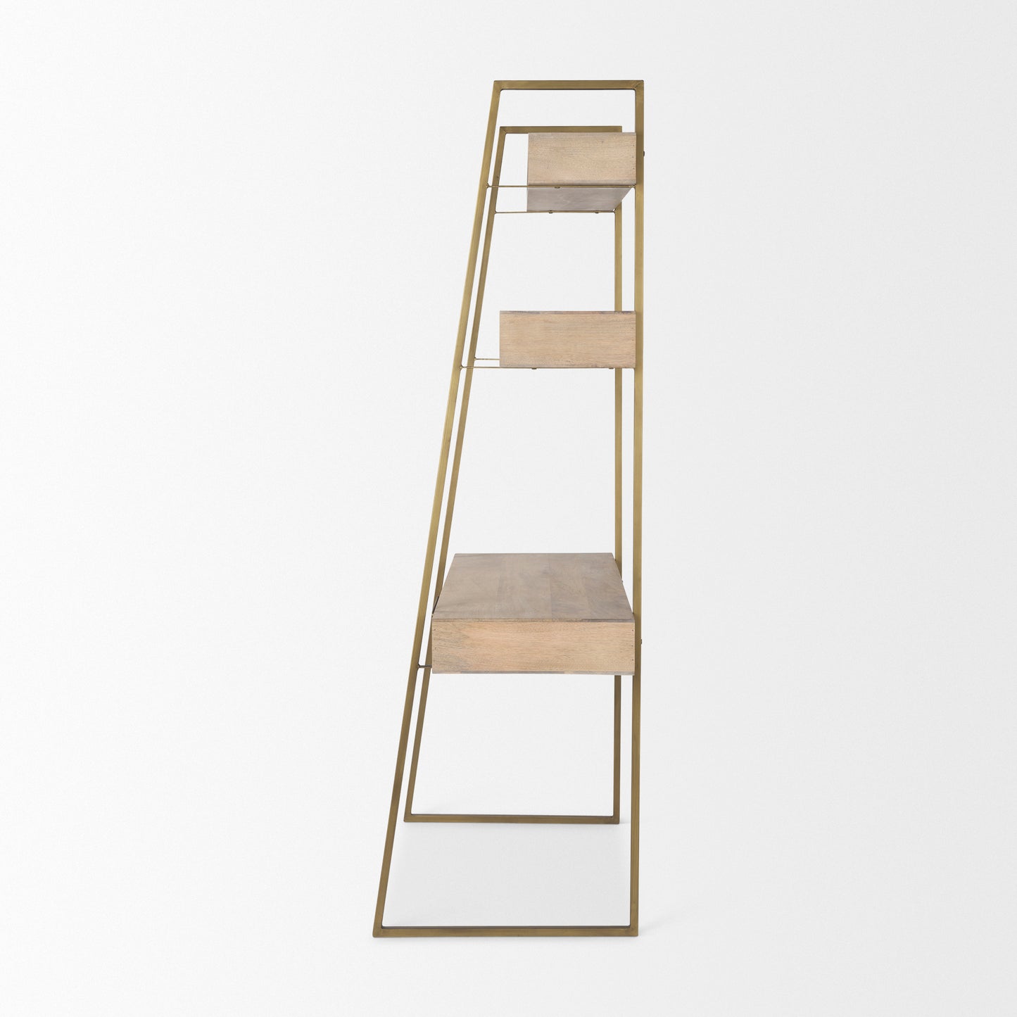 Cordell  42.0L x 25.0W x 78.0H Light Brown Wood W/Gold Metal Office Desk