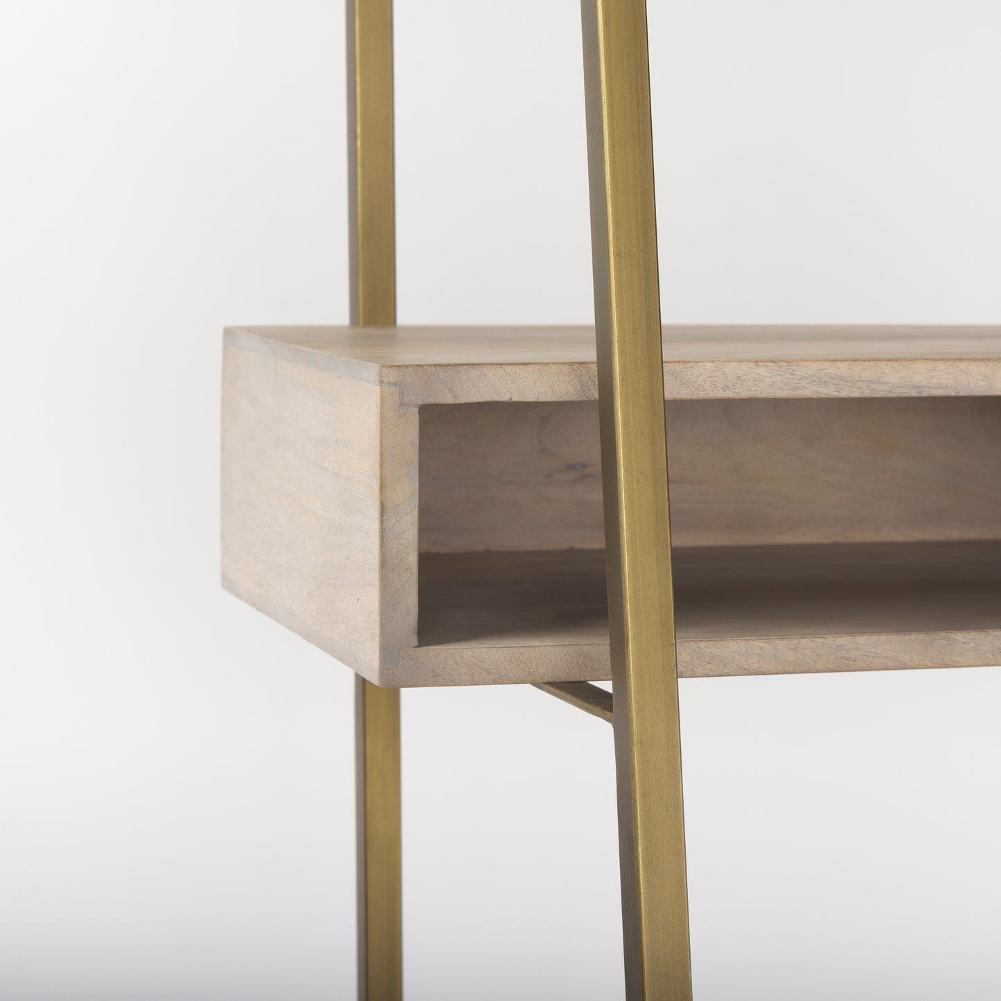 Cordell  42.0L x 25.0W x 78.0H Light Brown Wood W/Gold Metal Office Desk