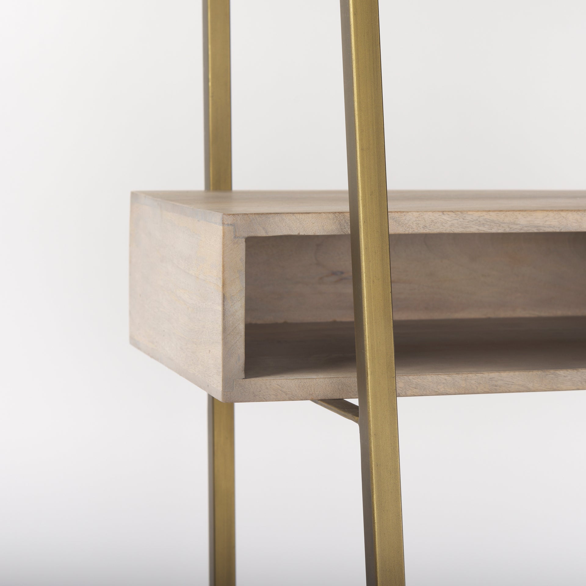 Cordell  42.0L x 25.0W x 78.0H Light Brown Wood W/Gold Metal Office Desk