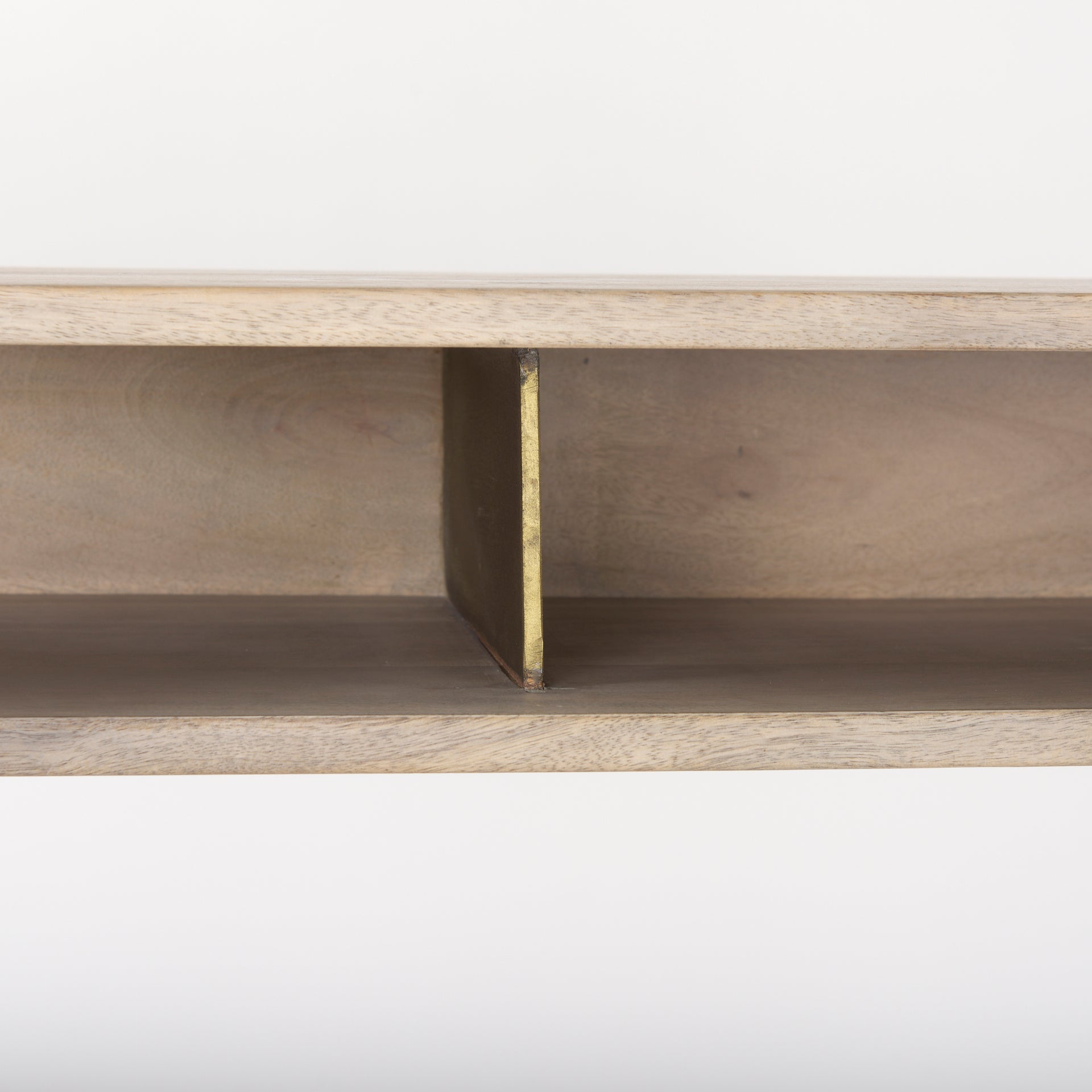 Cordell  42.0L x 25.0W x 78.0H Light Brown Wood W/Gold Metal Office Desk