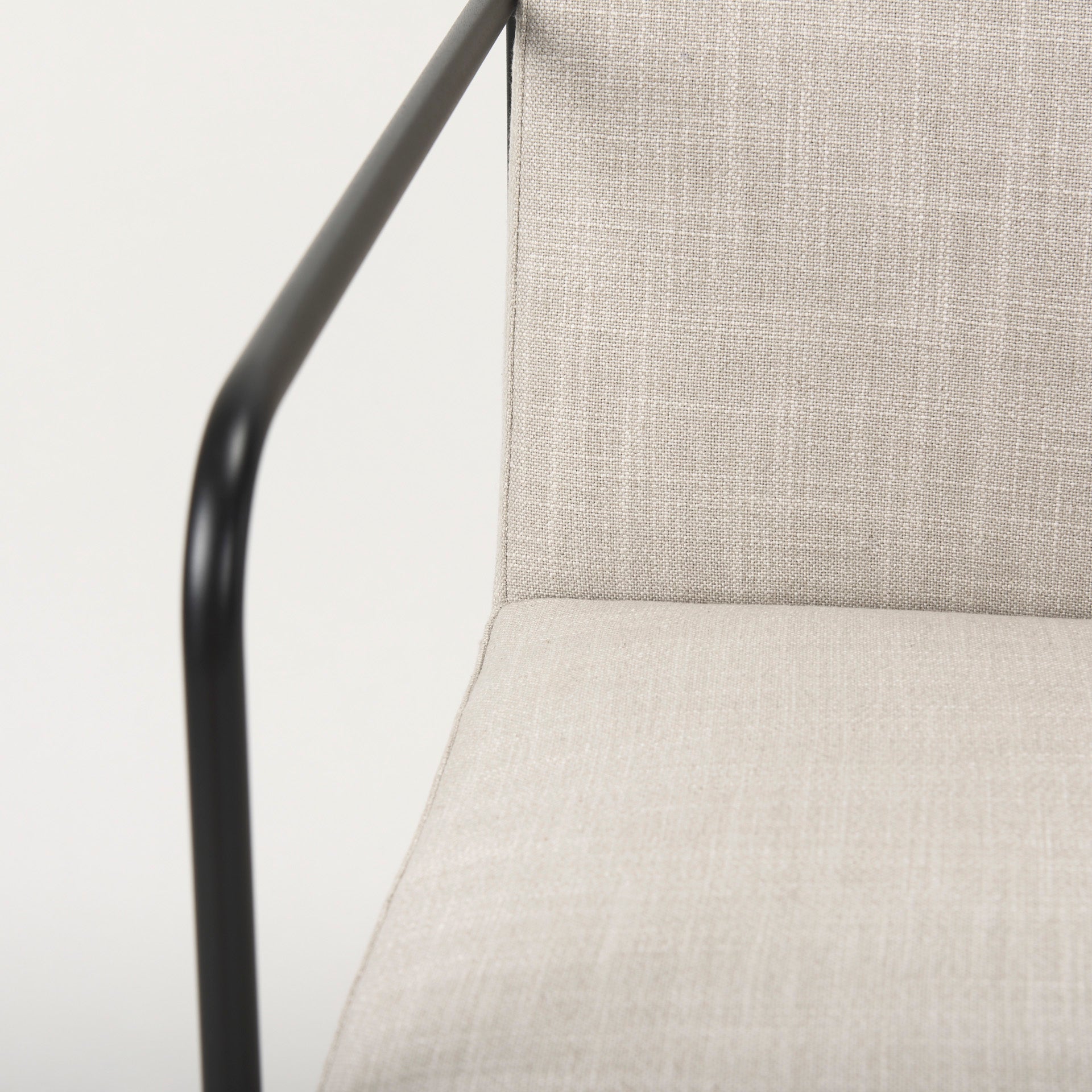 Stamford Dining Chair Beige Fabric | Black Metal | Armed - dining-chairs