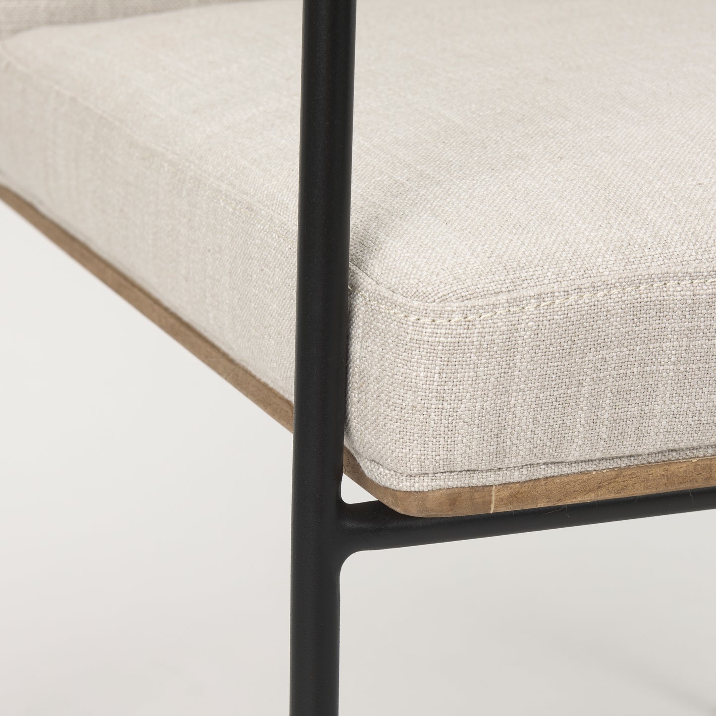 Stamford Dining Chair Beige Fabric | Black Metal | Armed - dining-chairs