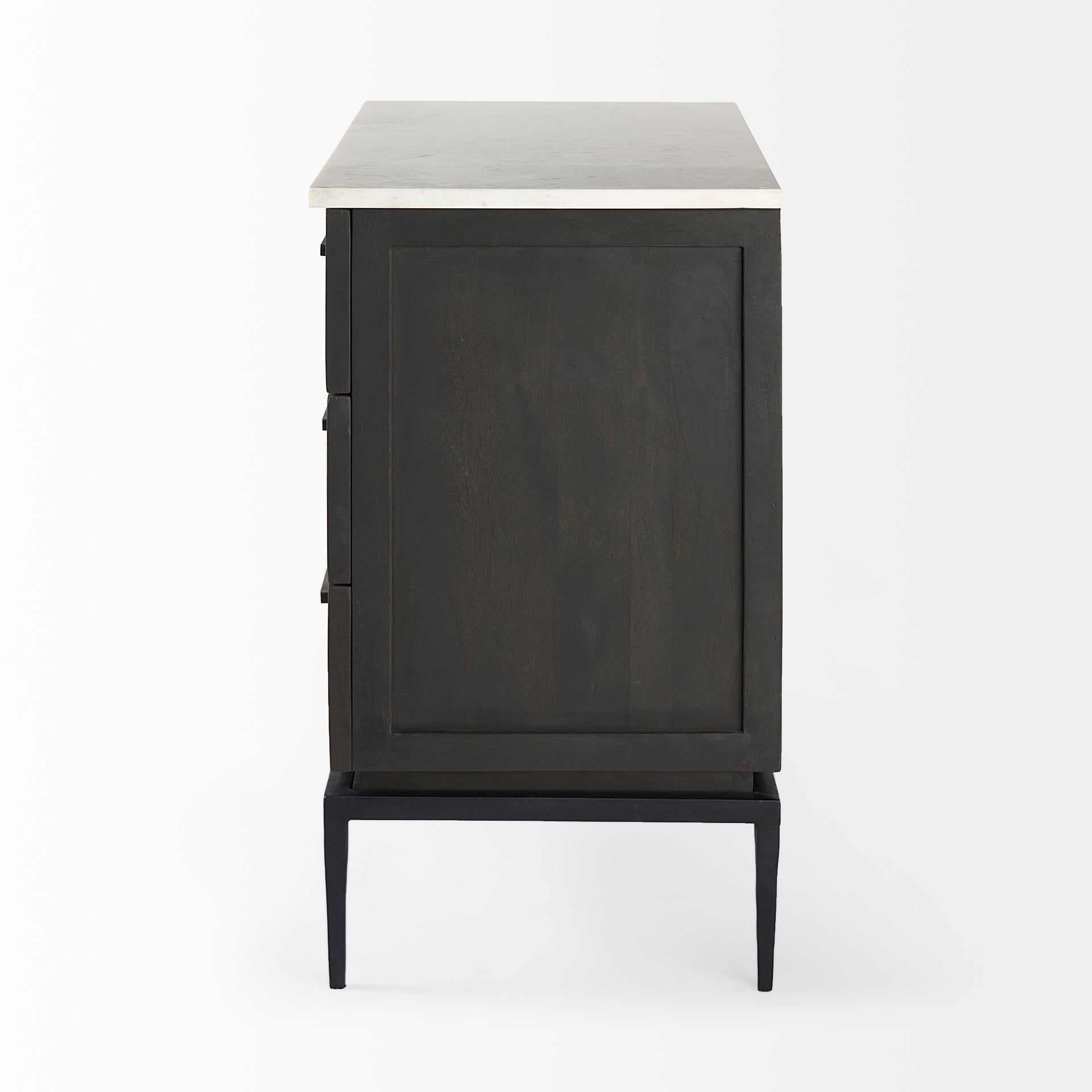 Divina Accent Cabinet White Marble | Dark Brown Wood - acc-chest-cabinets