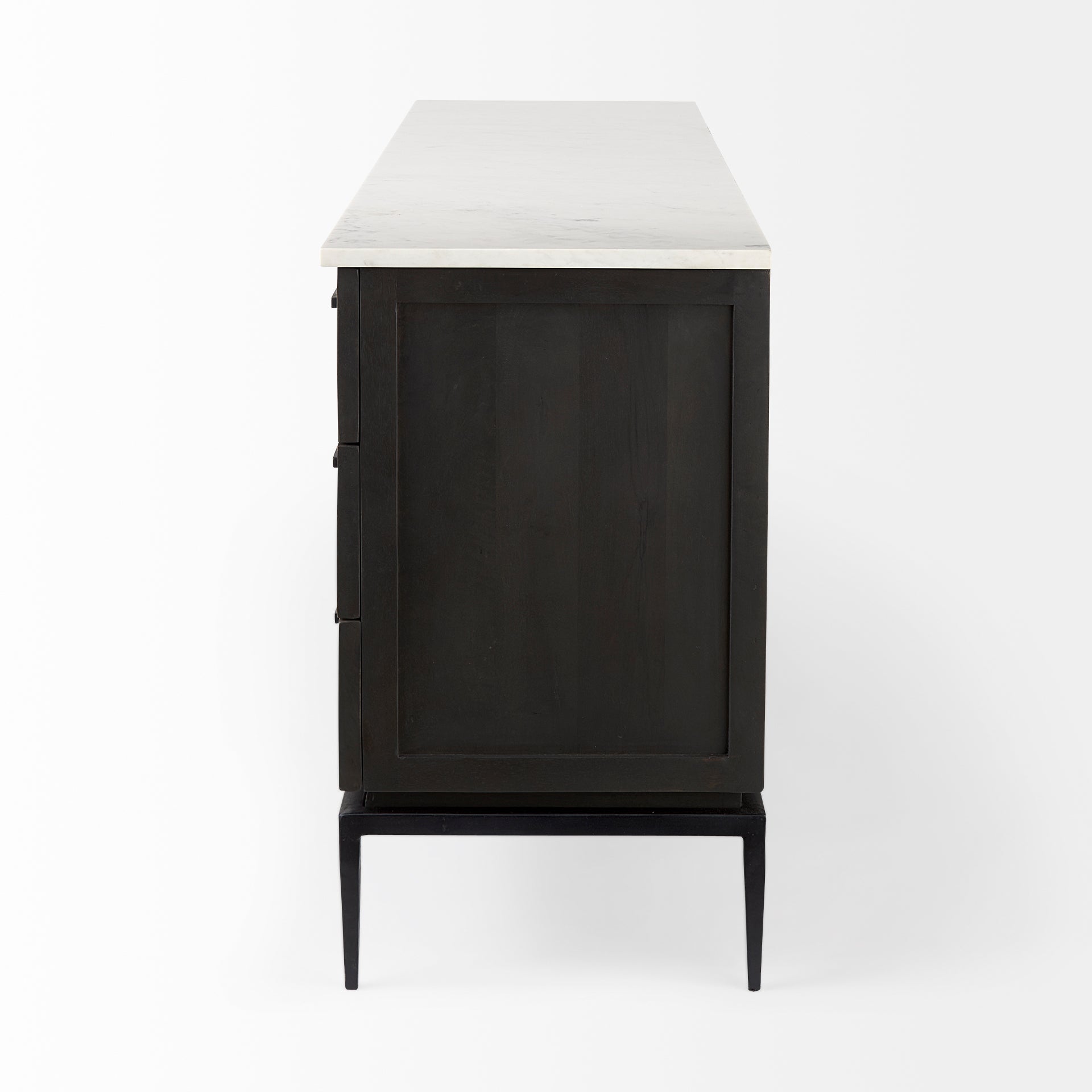 Divina Sideboard White Marble | Dark Brown Wood - sideboards-and-buffets