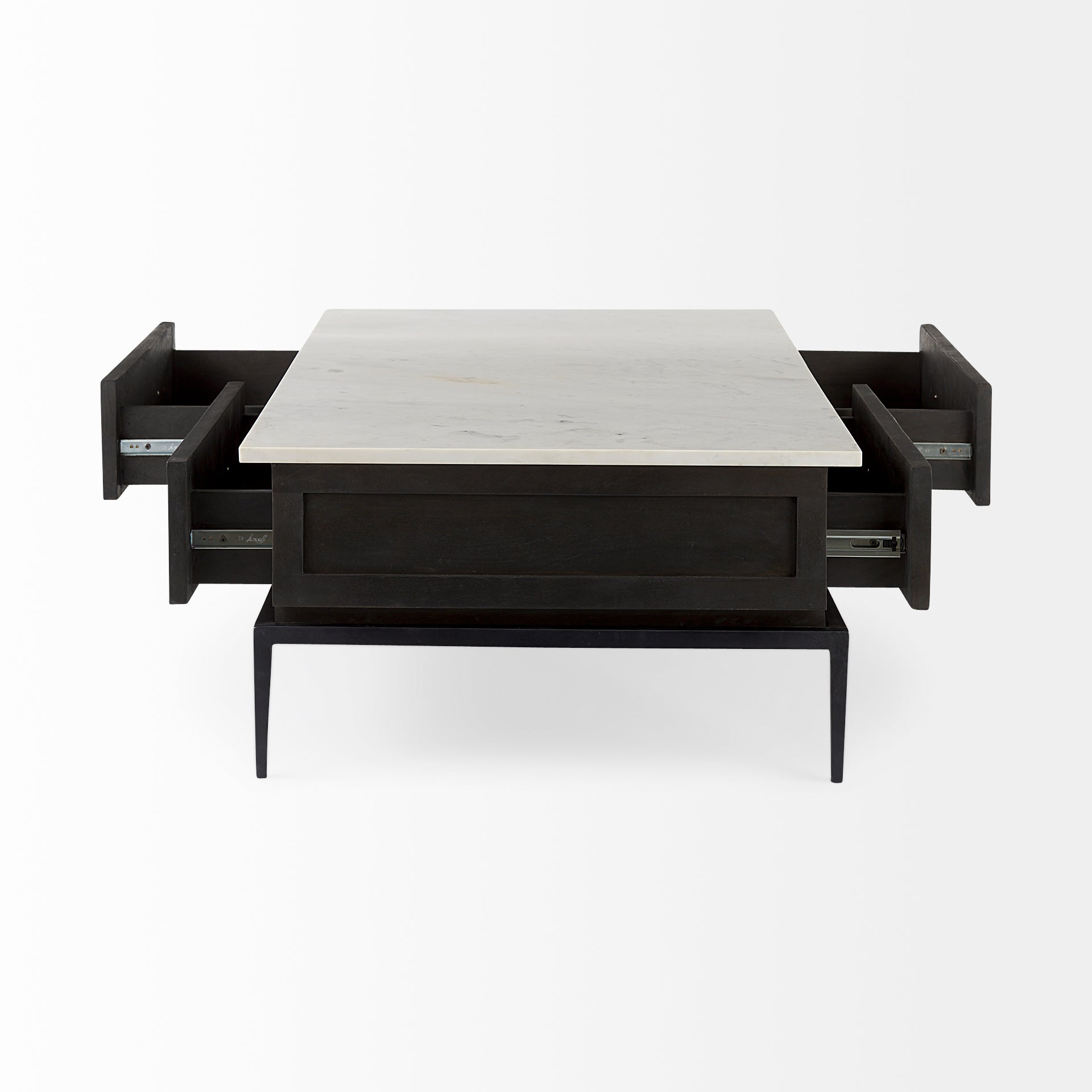 Divina Coffee Table White Marble | Dark Brown Wood - coffee-tables