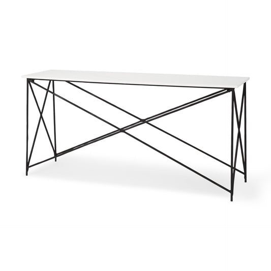 Lorlei Console Table White Marble | Gray Iron - console-tables