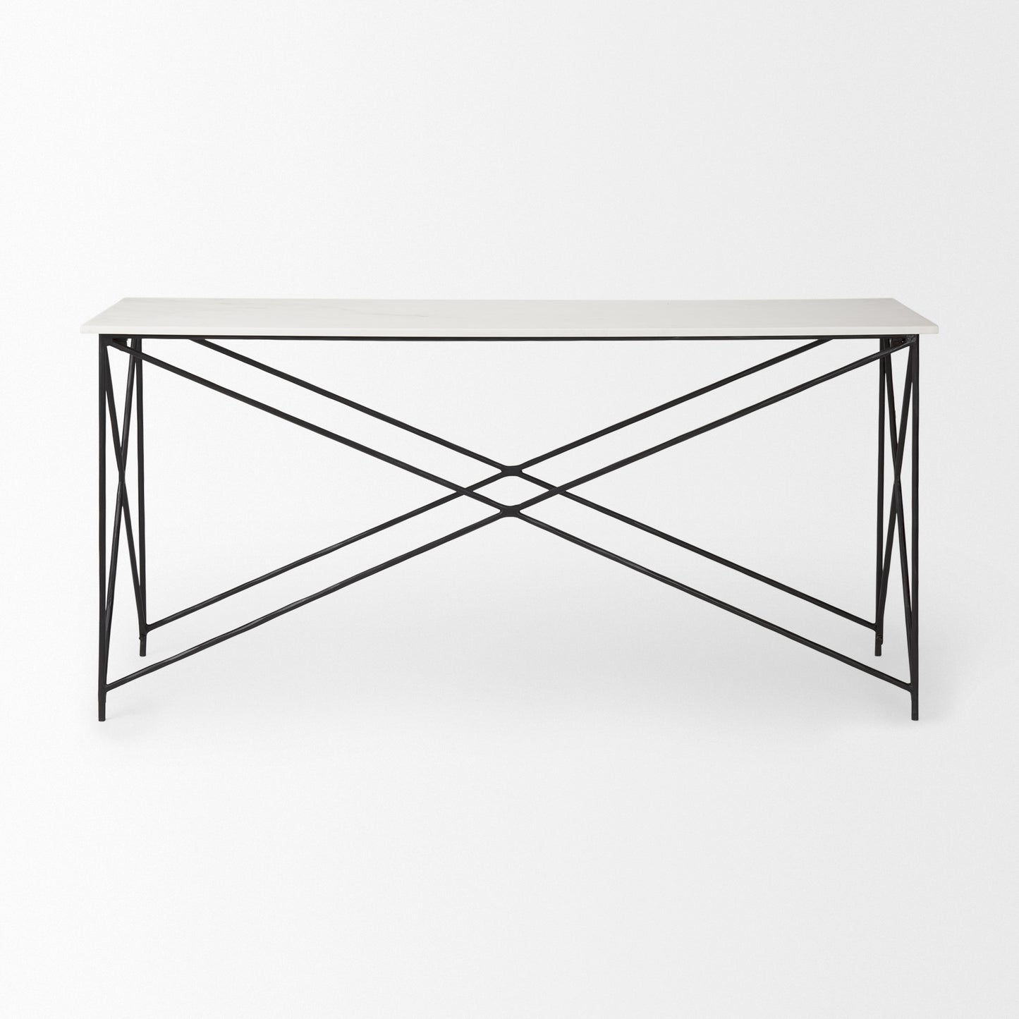 Lorlei Marble Top w/ Gray Iron Base Console Table