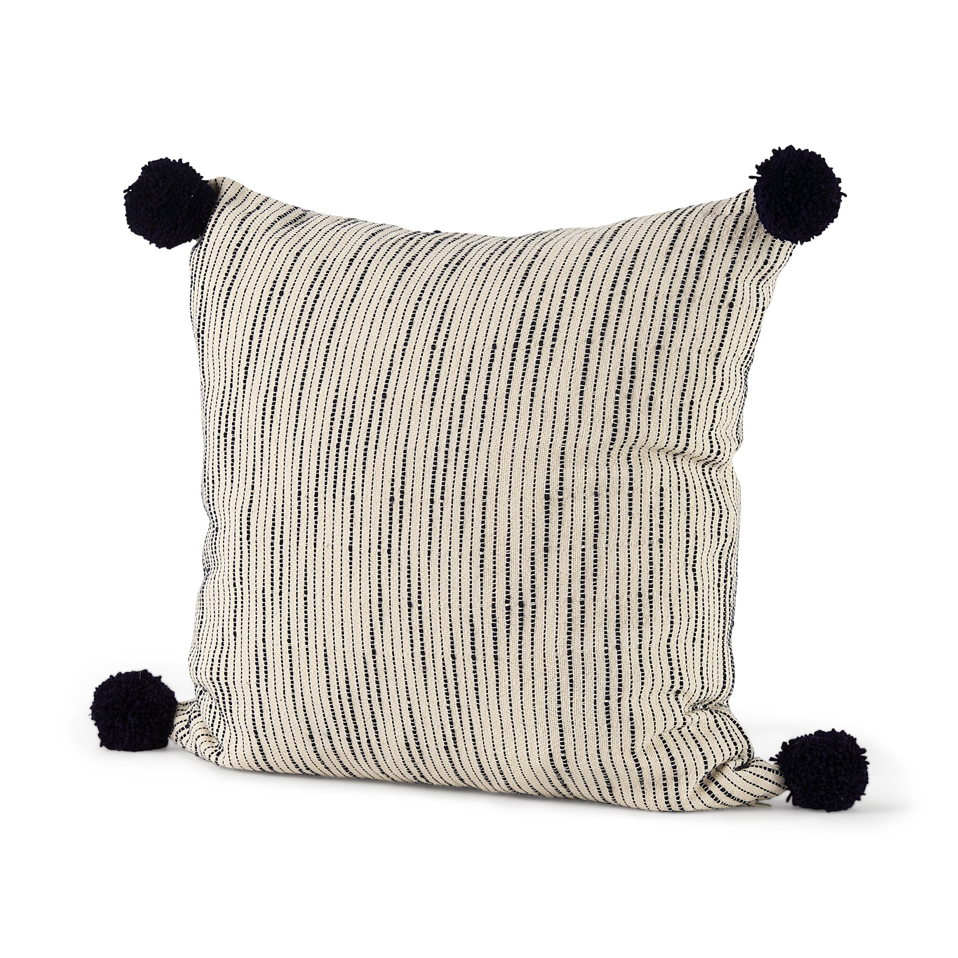Krystal 18 x 18 Cream/Black Pom Pom Pillow Cover