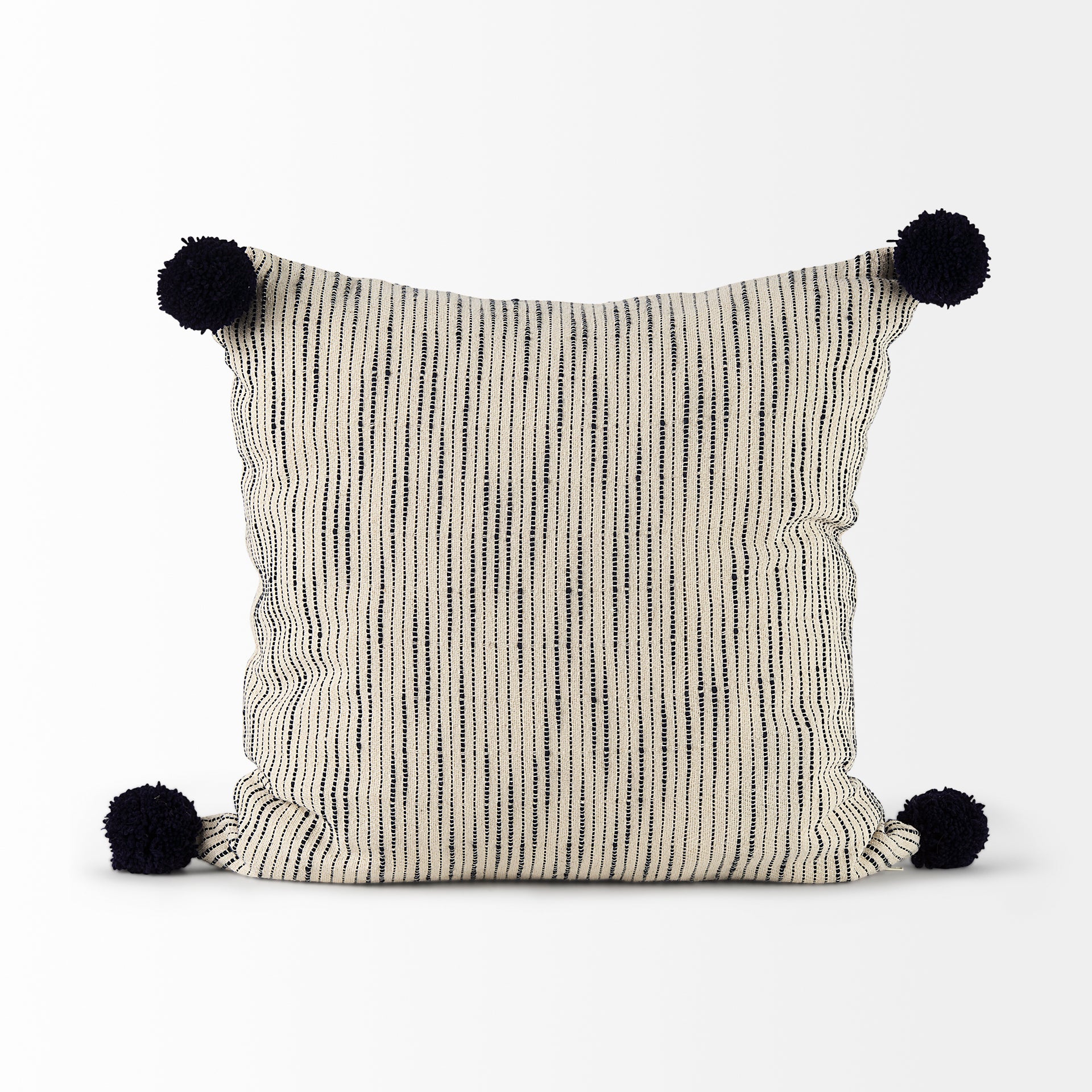Krystal 18 x 18 Cream/Black Pom Pom Pillow Cover