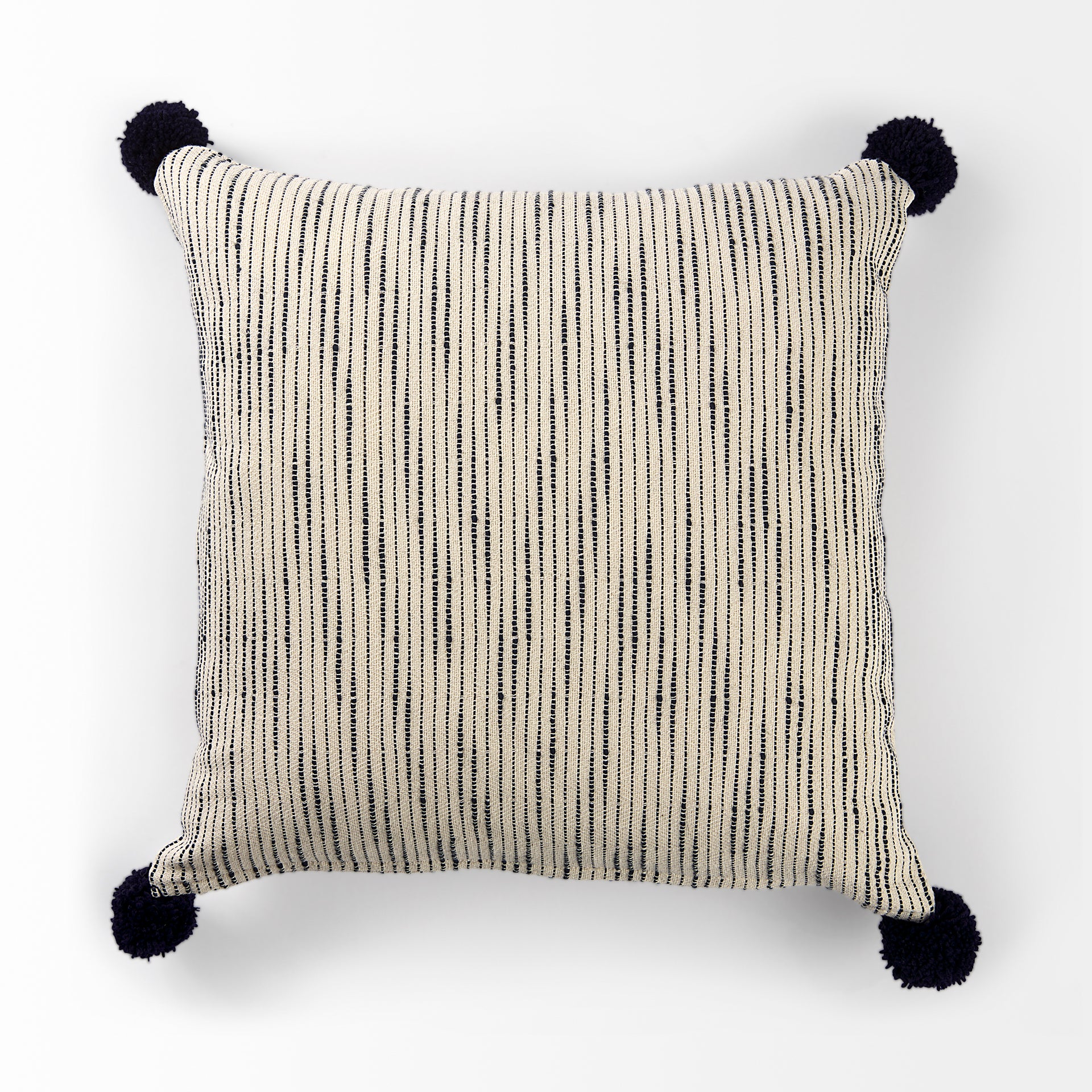 Krystal 18 x 18 Cream/Black Pom Pom Pillow Cover