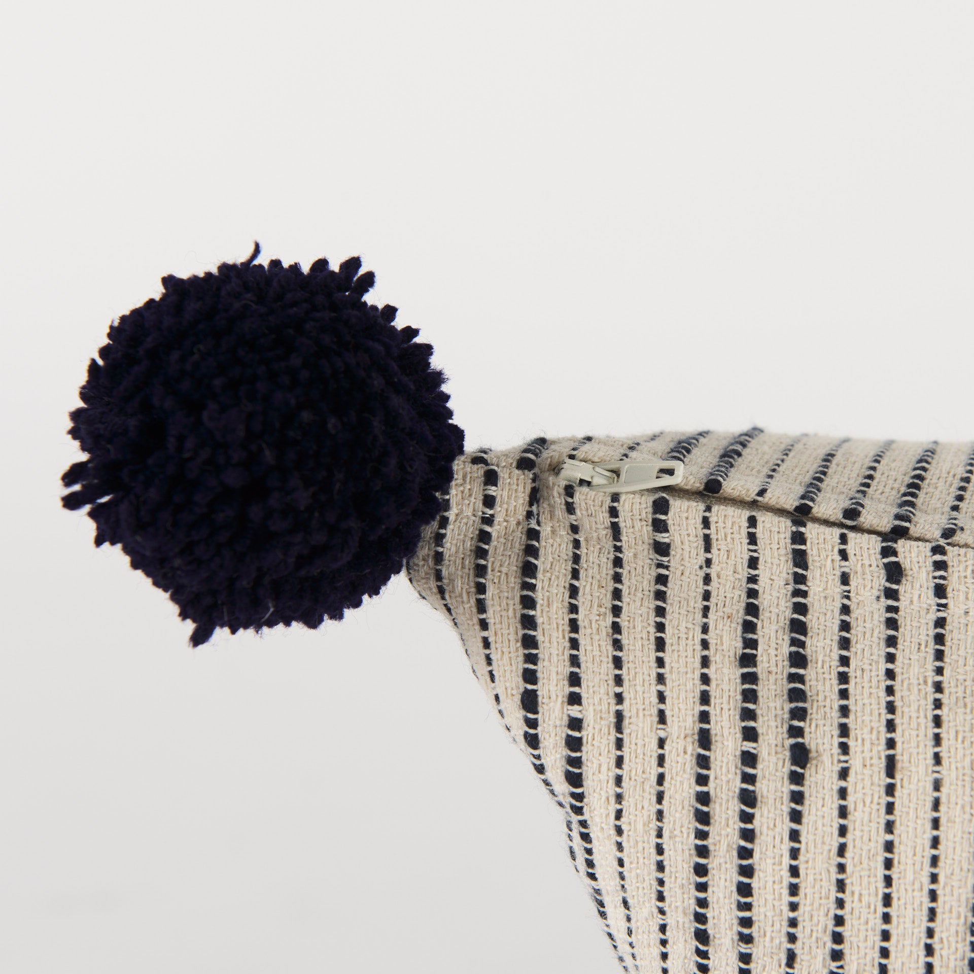 Krystal 18 x 18 Cream/Black Pom Pom Pillow Cover