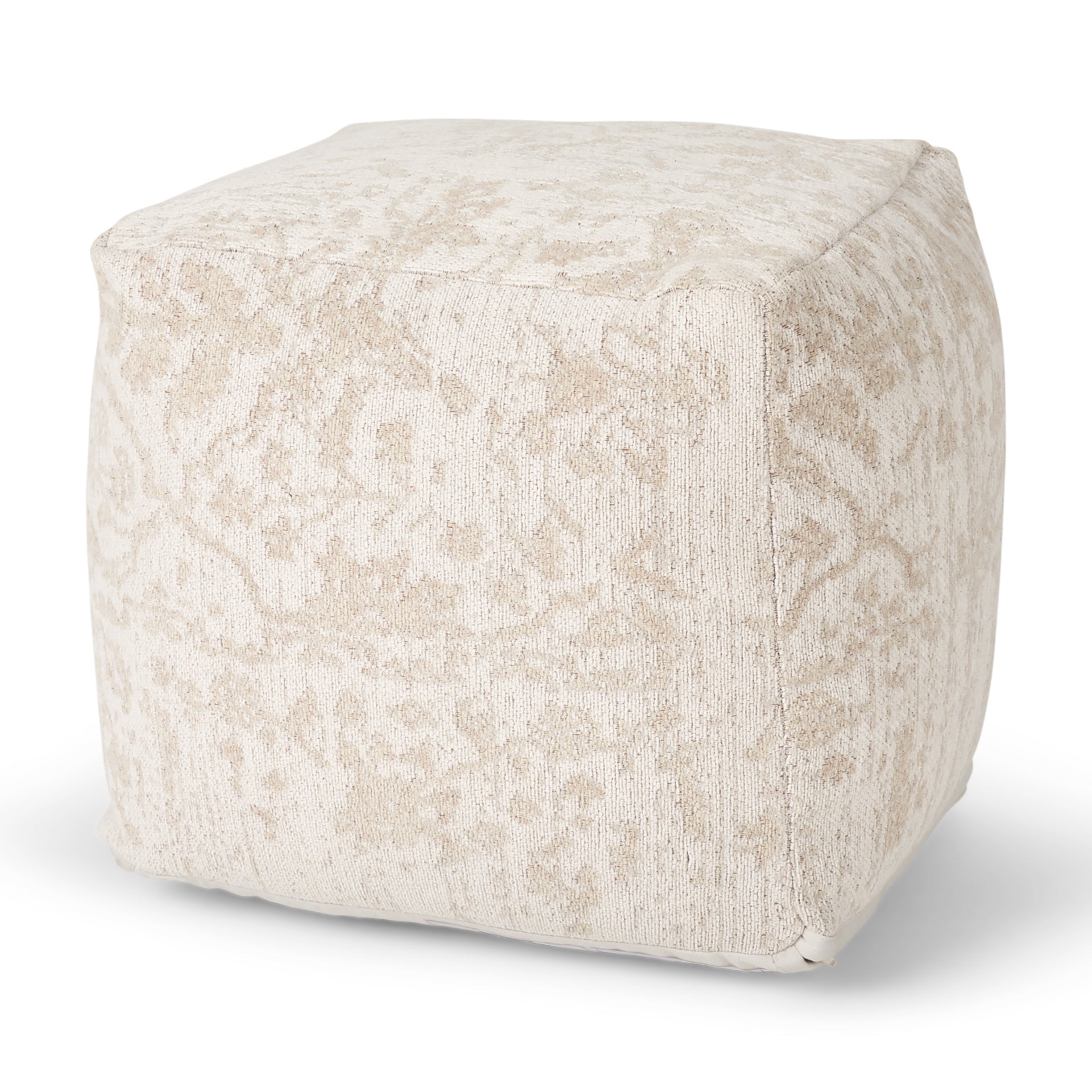 Khloe Pouf Cream | Jacquard | Small - poufs