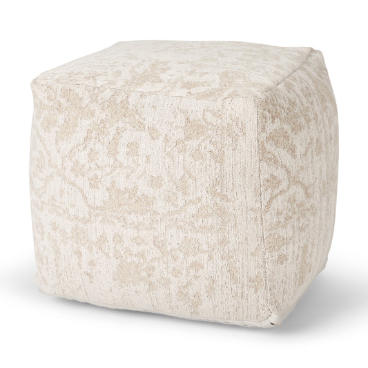 Khloe Pouf Cream | Jacquard | Small - poufs