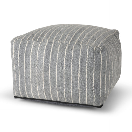 Kensie Pouf Blue | Stripes | 22 - poufs