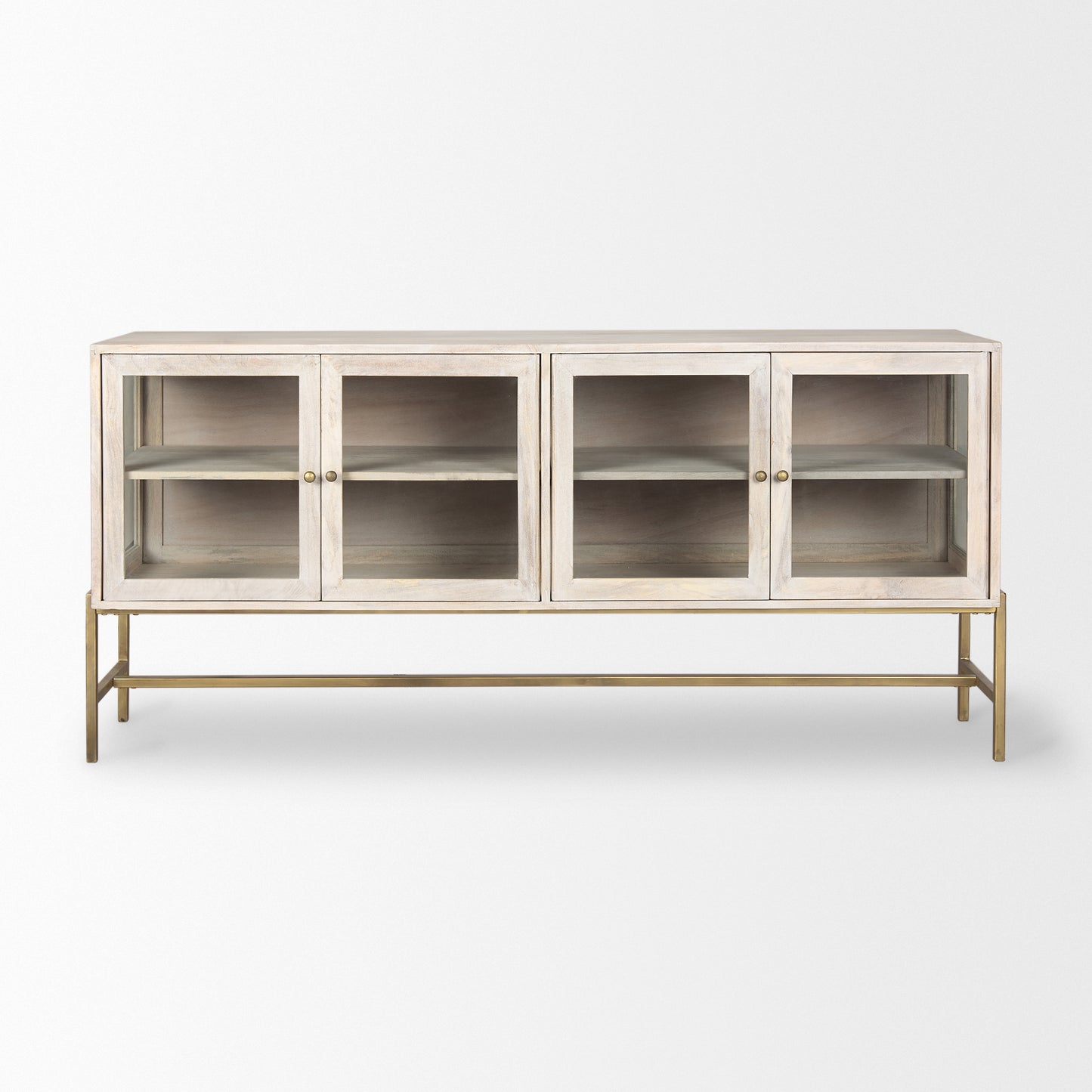 Arelius Sideboard White Wood | Gold Metal - sideboards-and-buffets