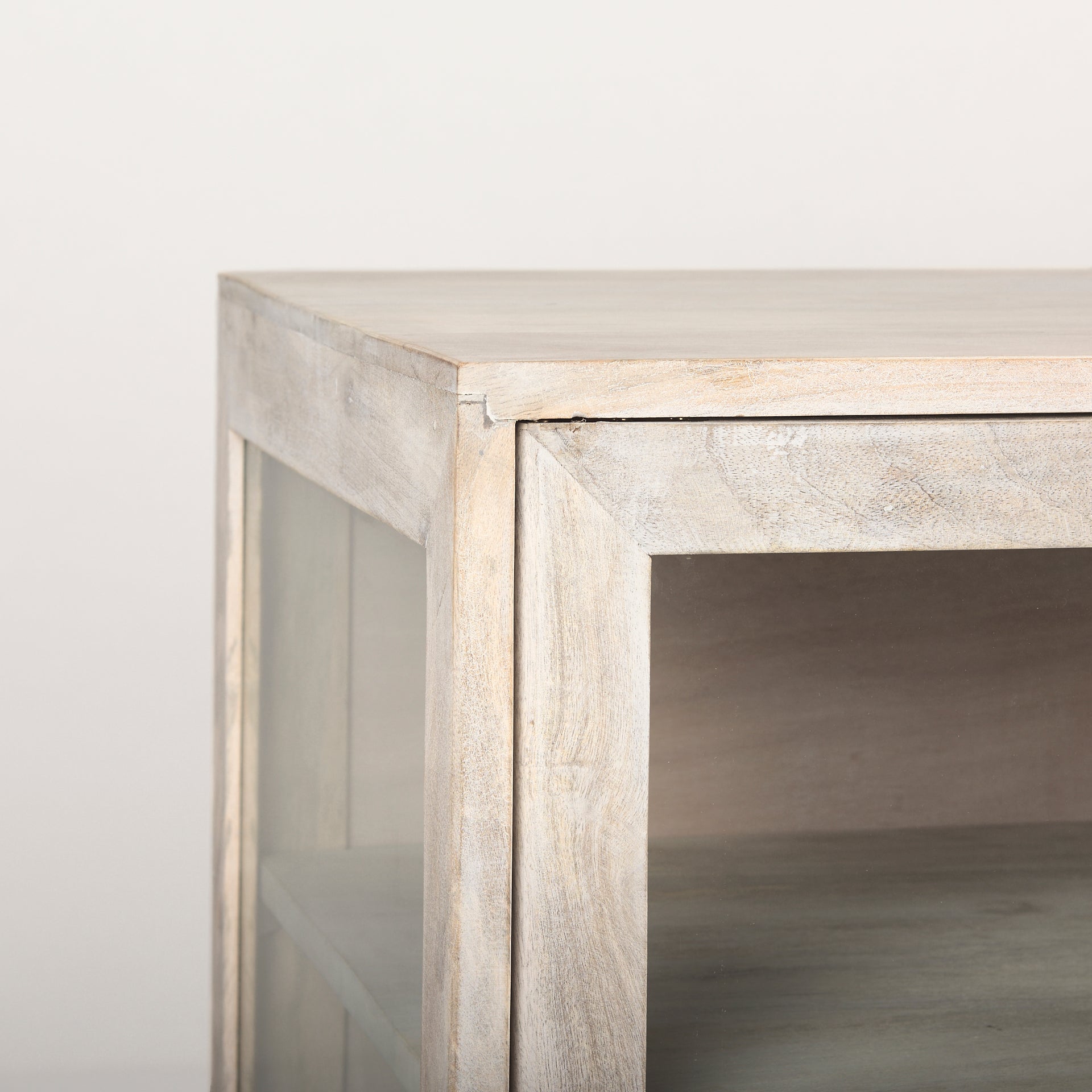 Arelius 70L x 18.75W x 32H White Wood W/ Gold Metal Base 4 Door Glass Cabinet Sideboard