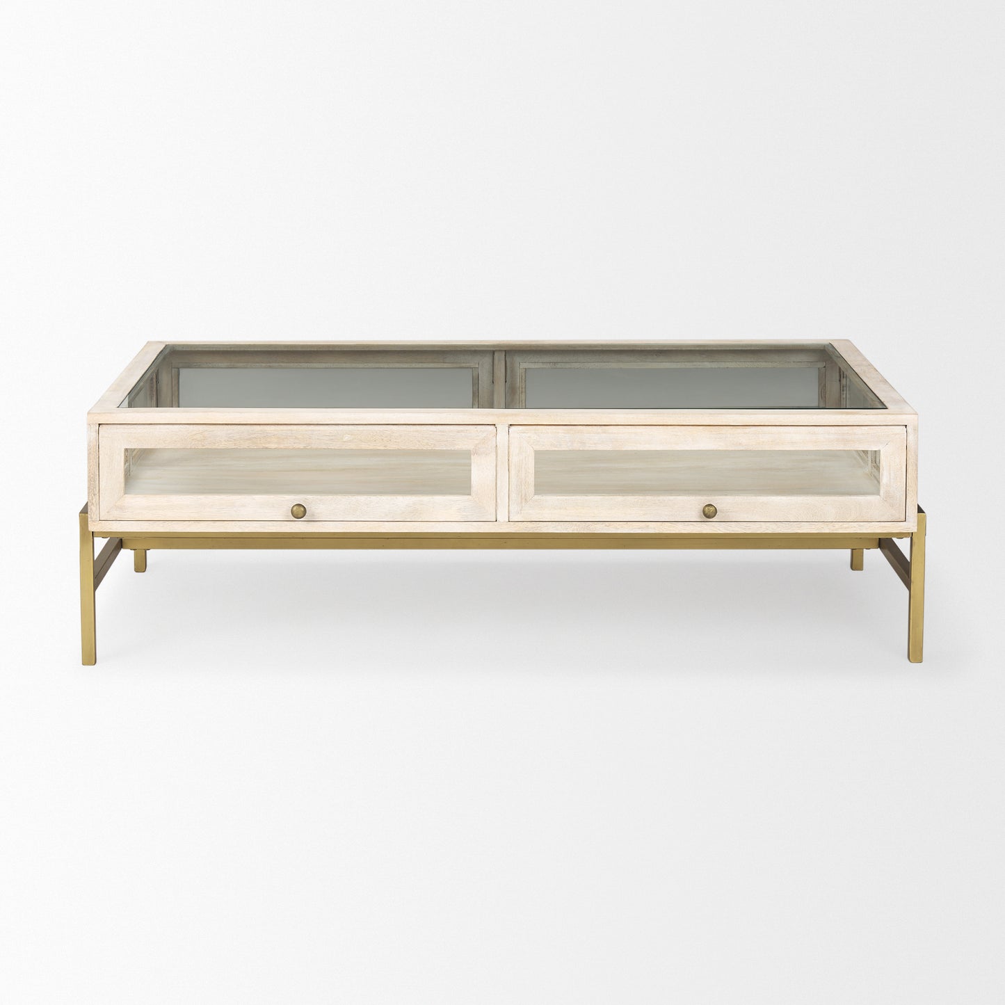 Arelius Coffee Table % 7C Rectangular White Wood | Gold Metal | Rectangular - coffee-tables