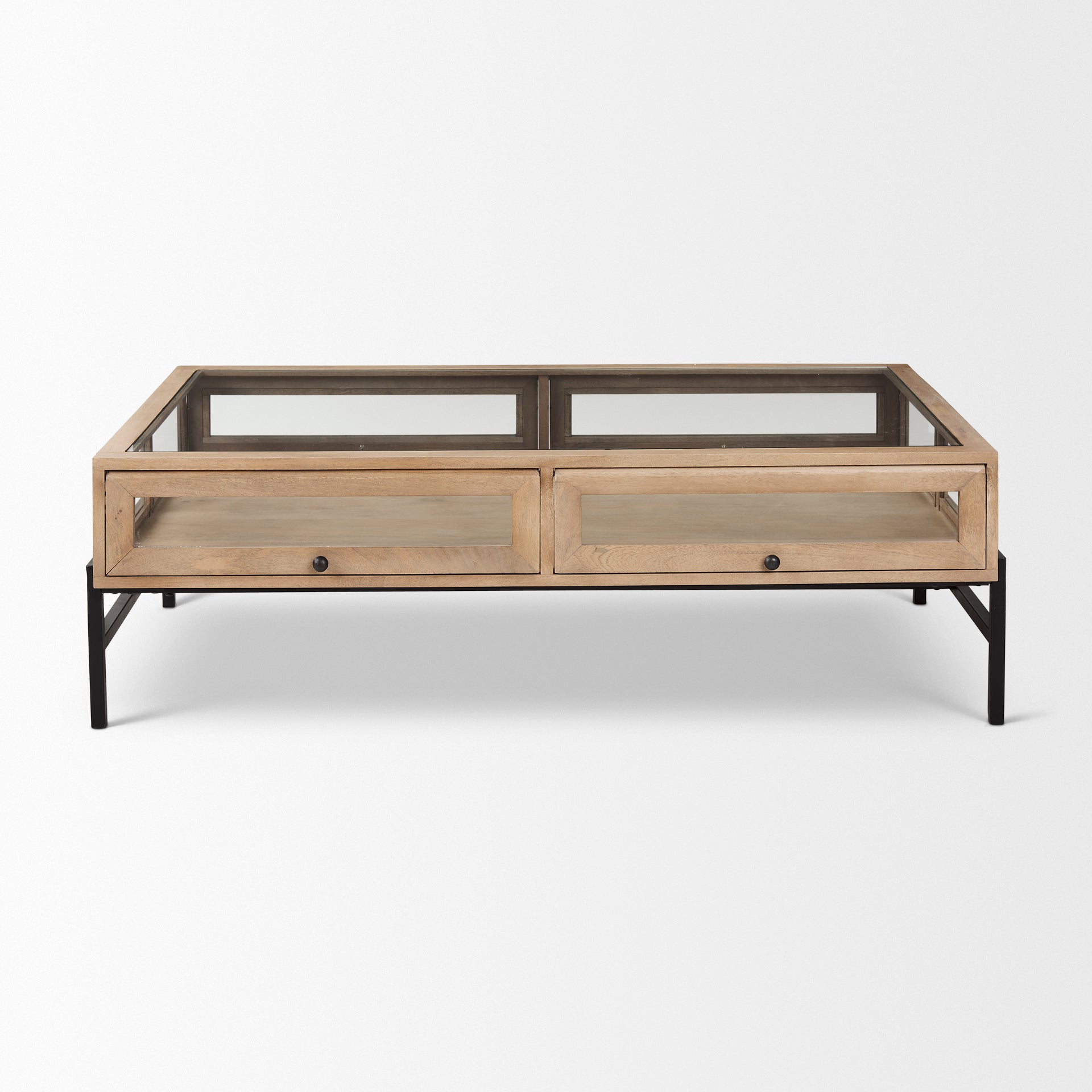 Arelius Coffee Table % 7C Rectangular Light Brown Wood | Black Metal | Rectangular - coffee-tables