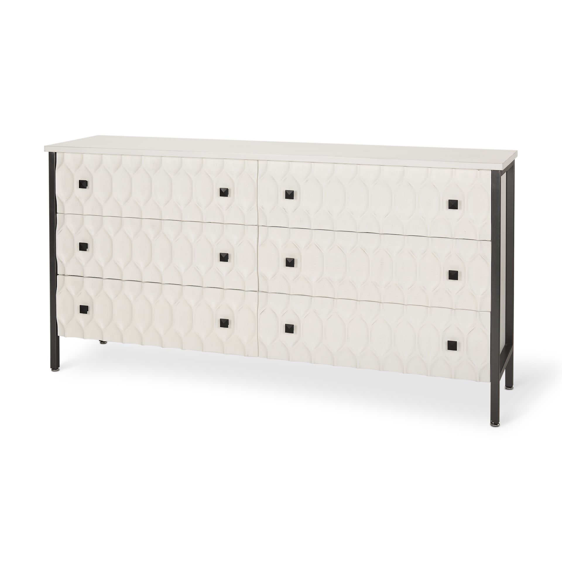 Savannah Gray Sideboard White | Gray Metal | 6 Drawer - sideboards-and-buffets