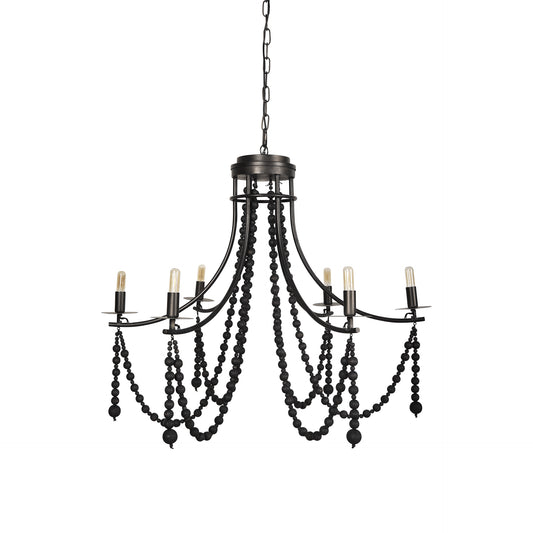 Selma Chandelier Black Wood | Black Metal - chandeliers