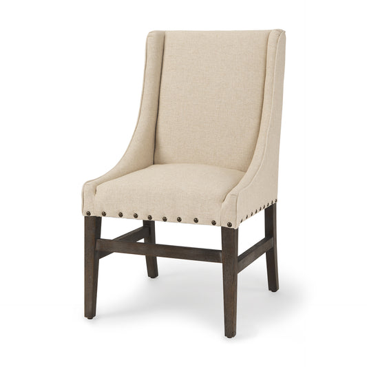 Kensington Dining Chair Medium Brown Wood | Cream Fabric - dining-chairs