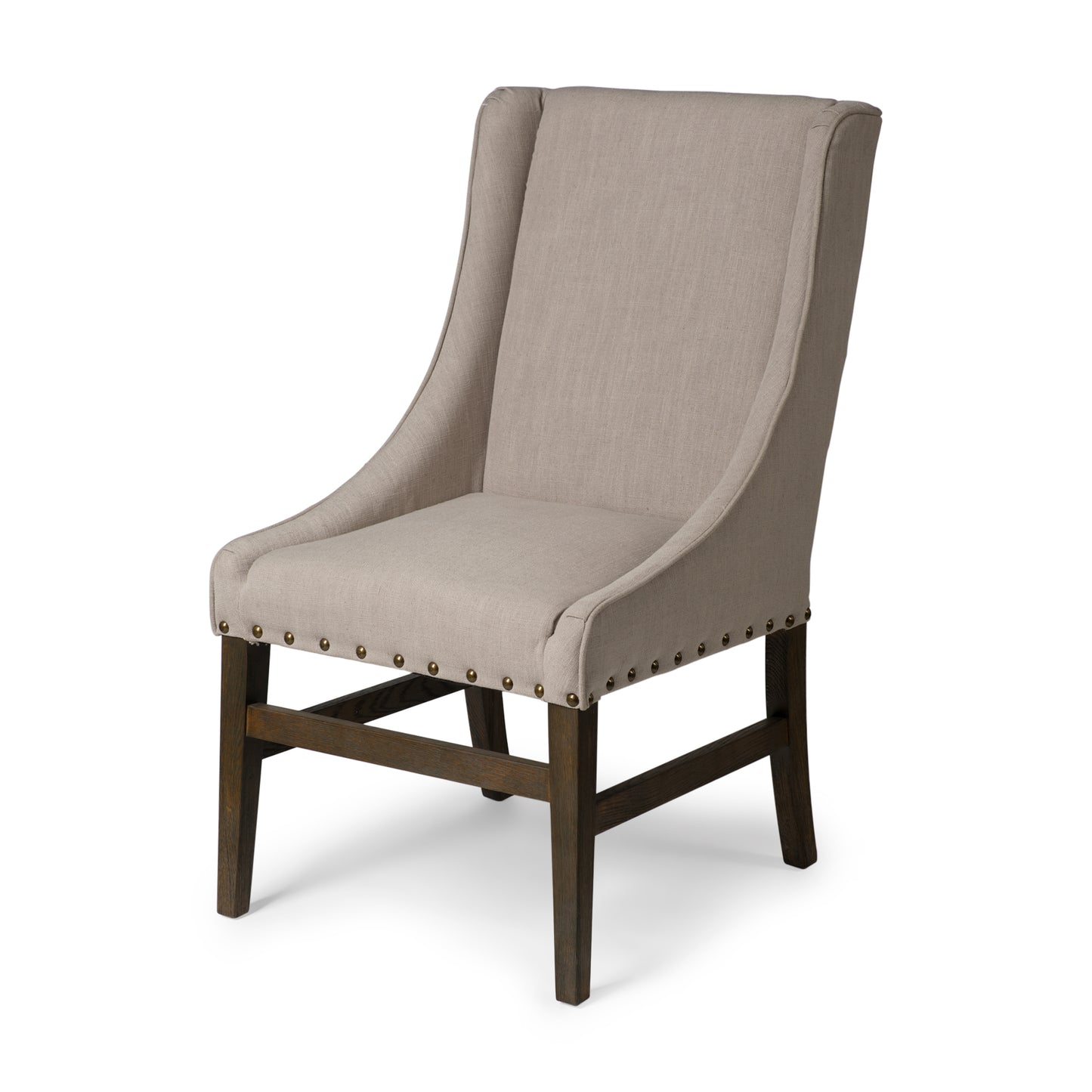 Kensington Dining Chair Beige Fabric | Brown Wood