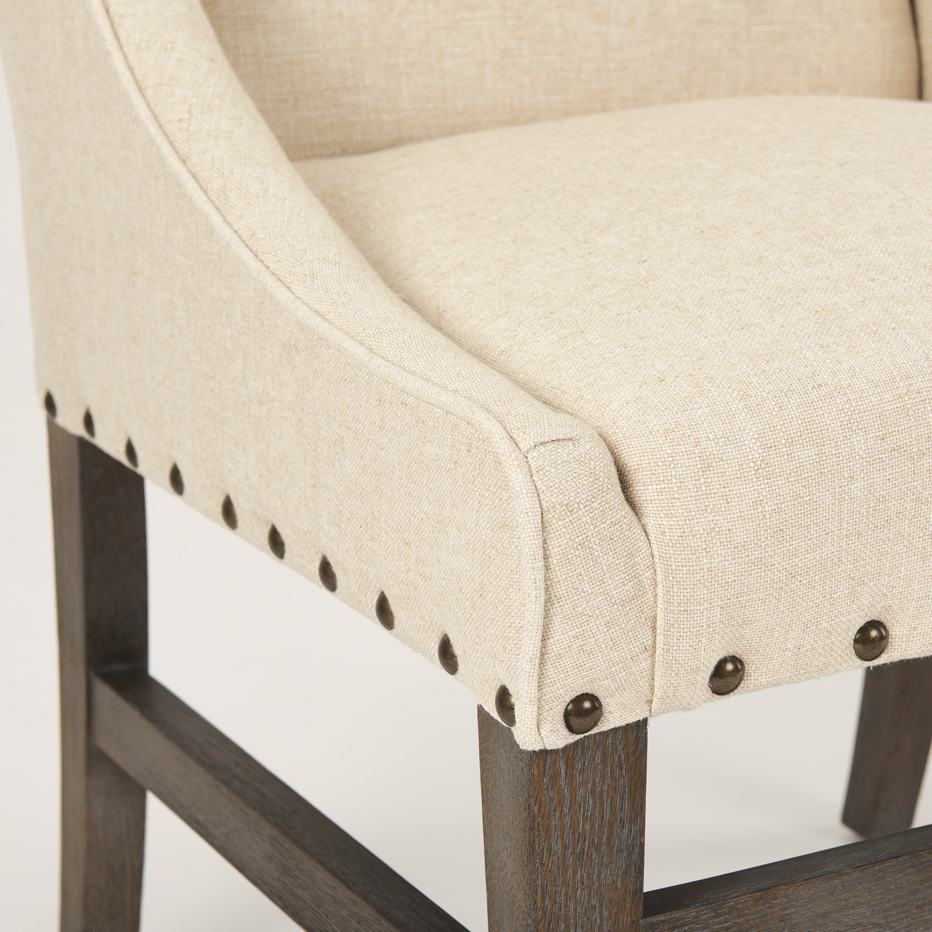 Kensington Dining Chair Medium Brown Wood | Cream Fabric - dining-chairs