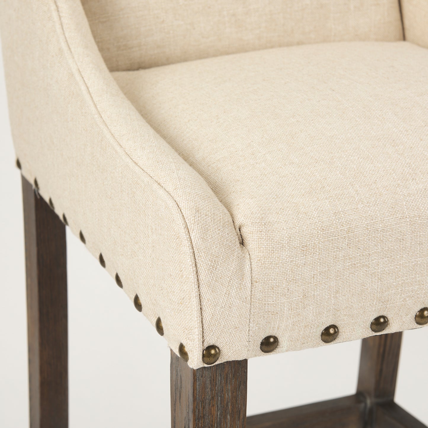 Kensington Cream Fabric Seat Brown Wood Frame Counter Stool