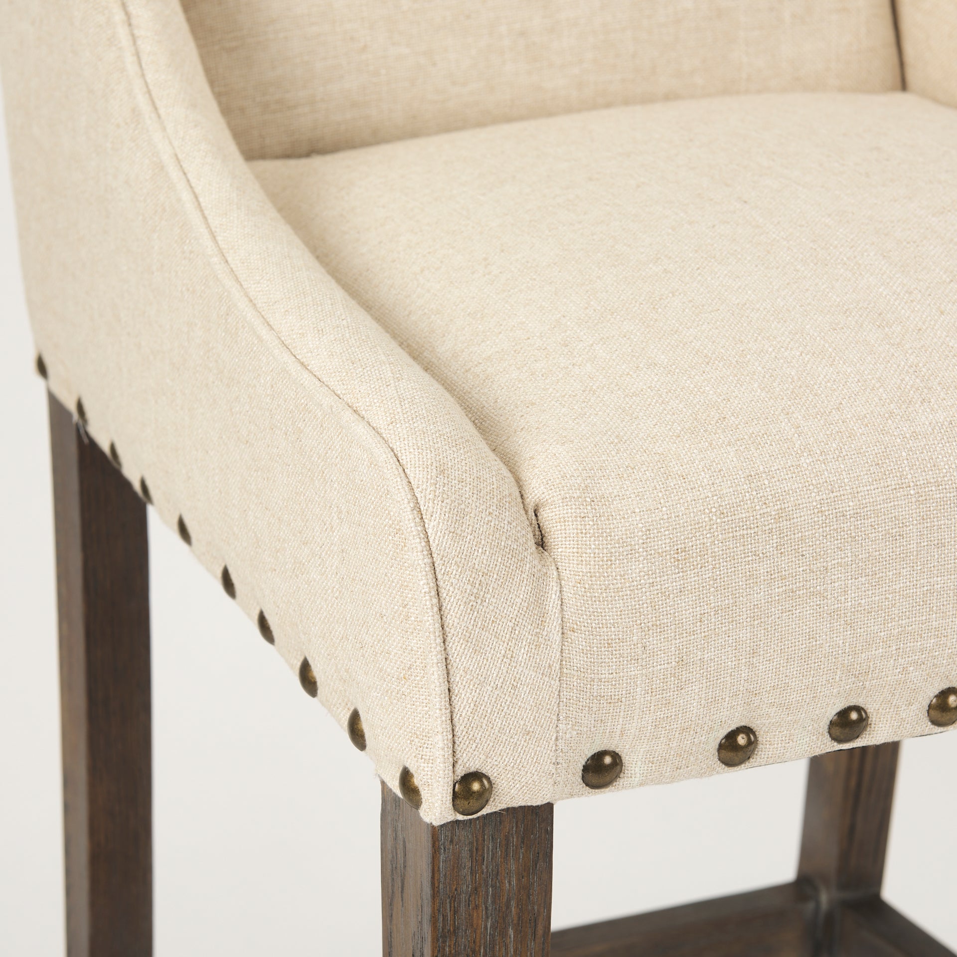 Kensington Cream Fabric Seat Brown Wood Frame Counter Stool