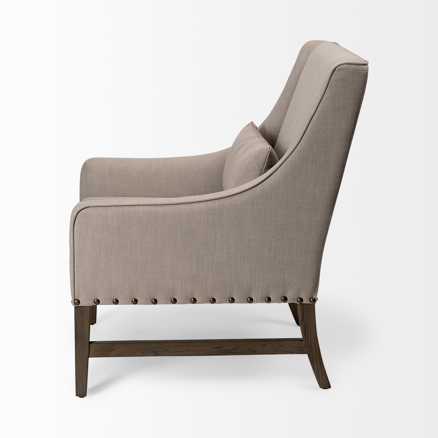 Kensington Beige Linen Fabric and Wood Accent Chair