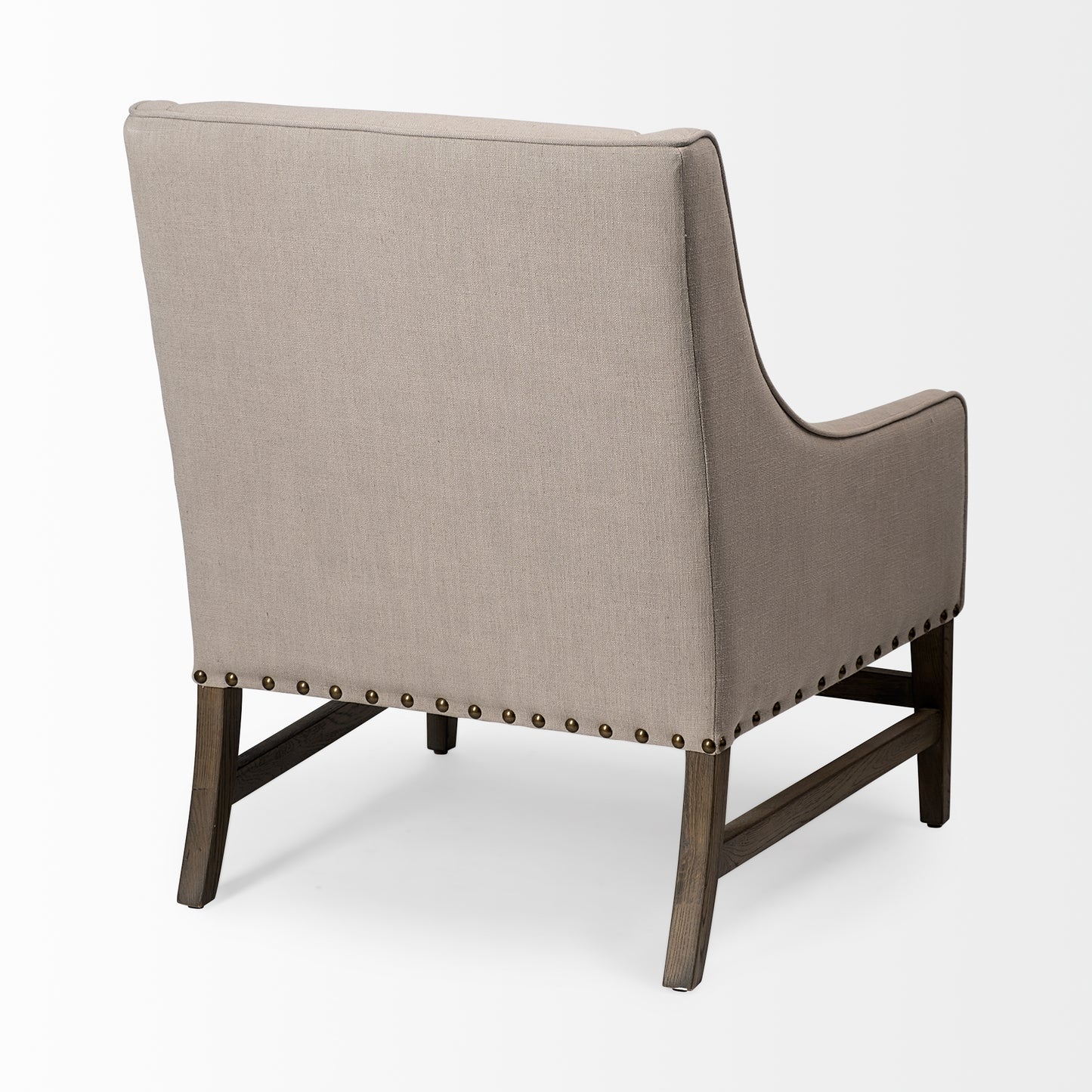 Kensington Beige Linen Fabric and Wood Accent Chair