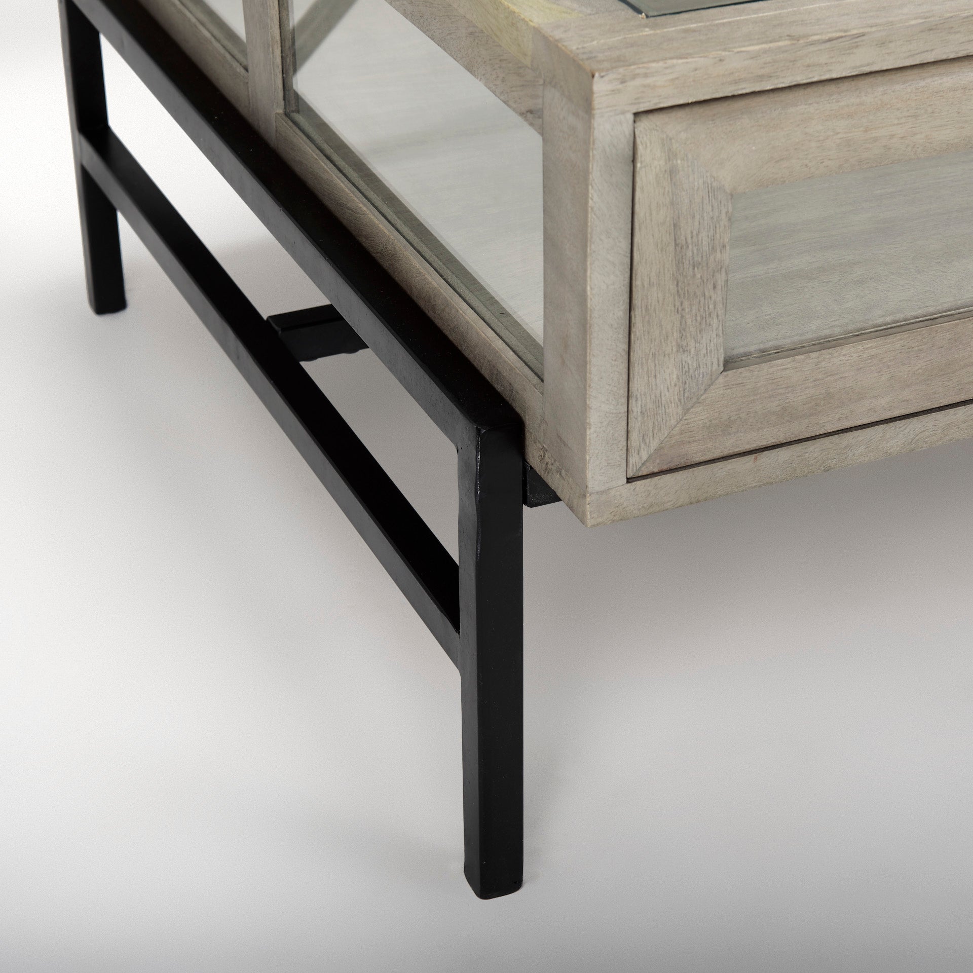 Arelius Coffee Table % 7C Rectangular Gray Wood | Black Metal | Rectangular - coffee-tables