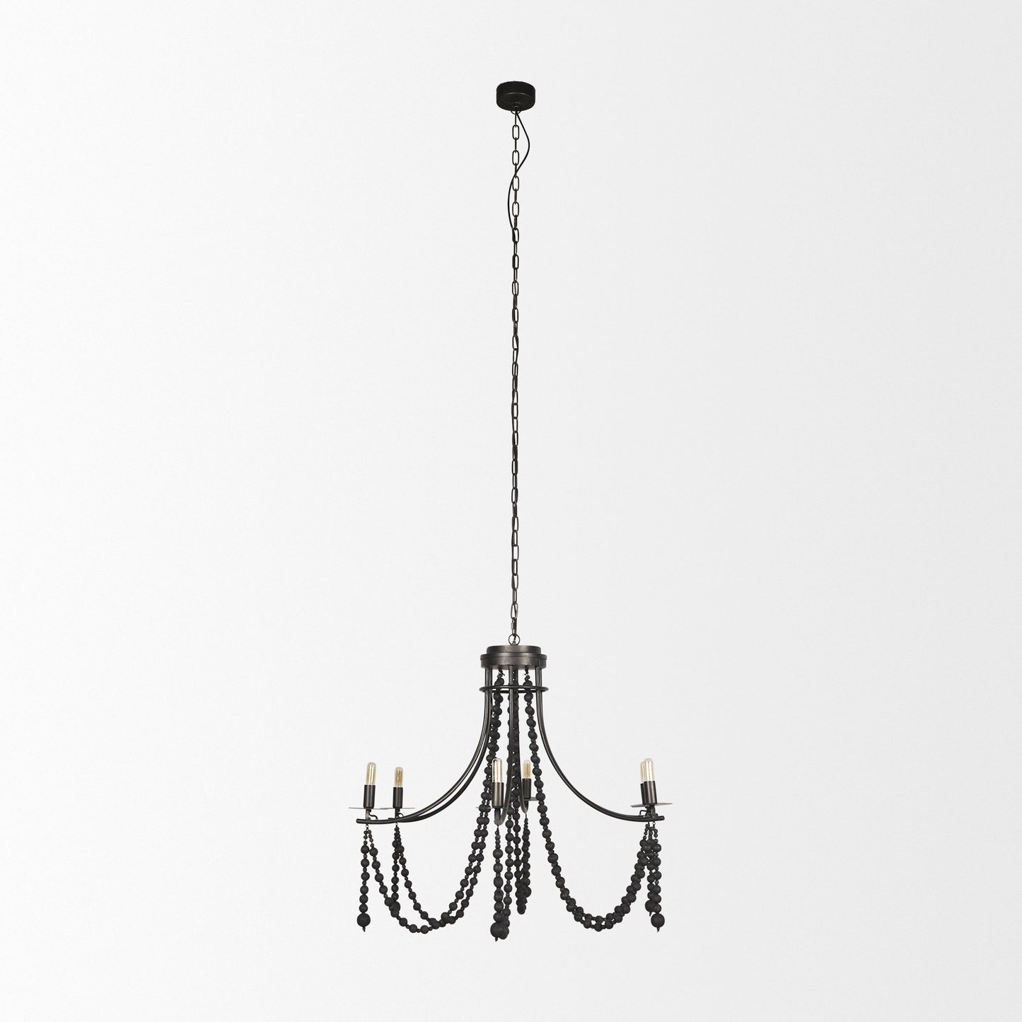 Selma Chandelier Black Wood | Black Metal - chandeliers