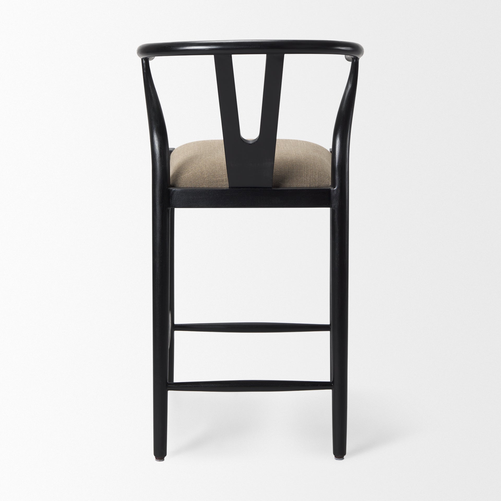 Trixie Upholstered Seat Bar Counter Stool Beige Fabric | Black Wood | Counter - bar-stools